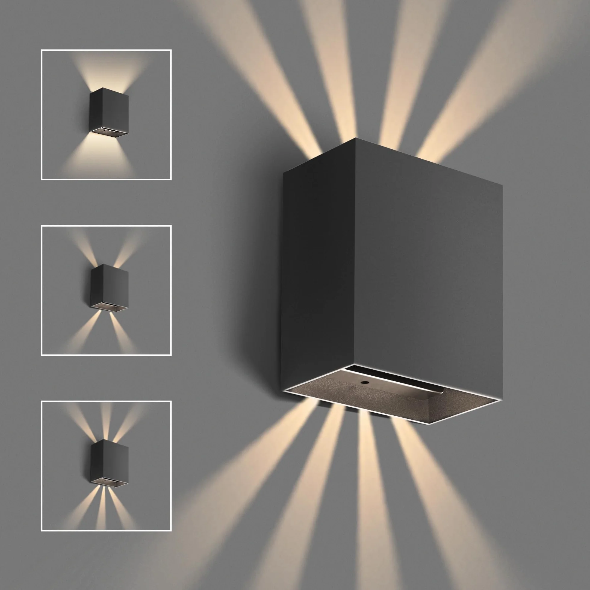 auralab Aluminiowy Kinkiet Zewnętrzny LED 6W 4000K IP65 Regulowany Kąt Świecenia Kwadratowa