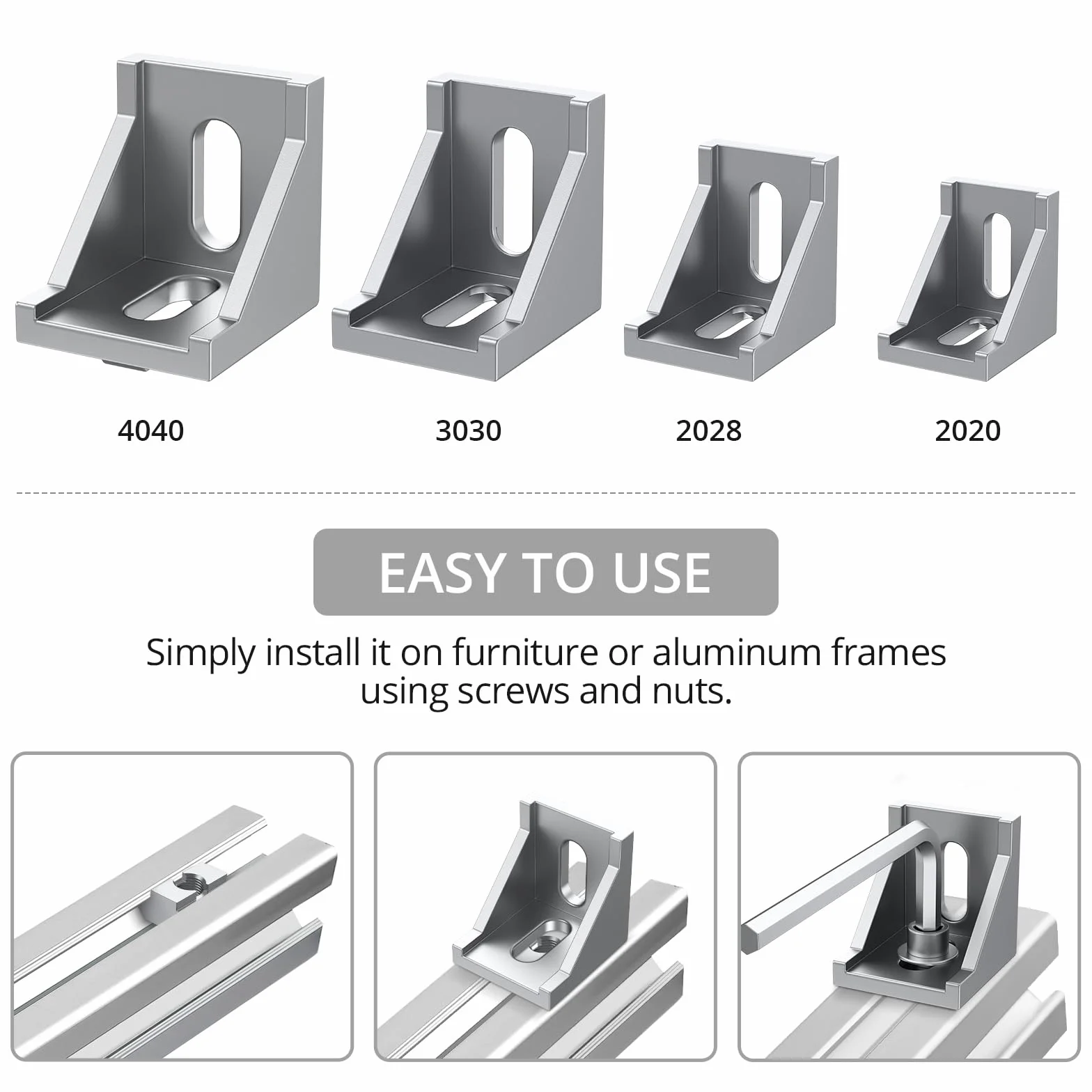 Justech łącznik kątowy aluminiowy do profilu 3030 rowek 8