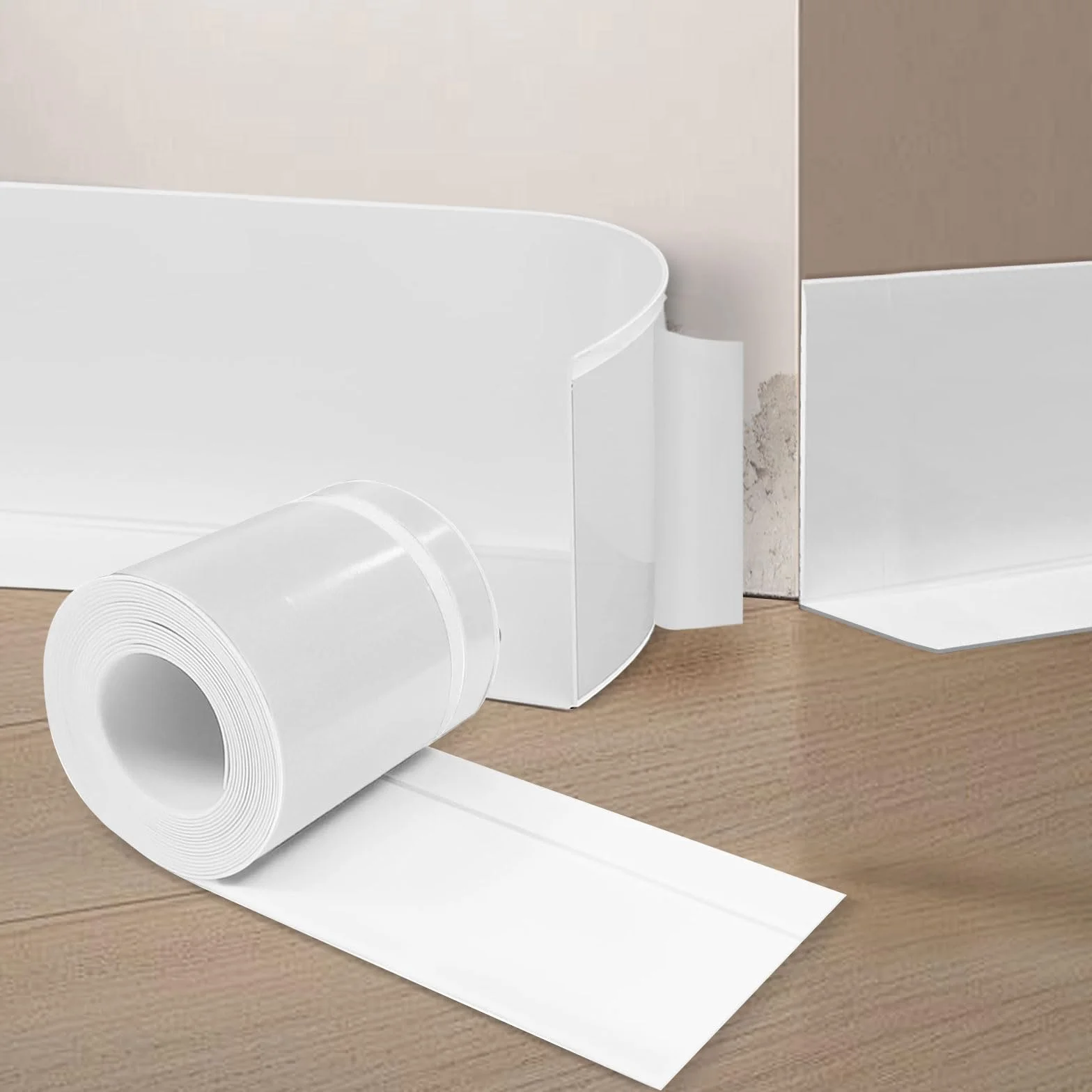 Listwa przypodłogowa PCV 70 mm x 20 mm x 6 m wodoodporna odporna na pleśń biała