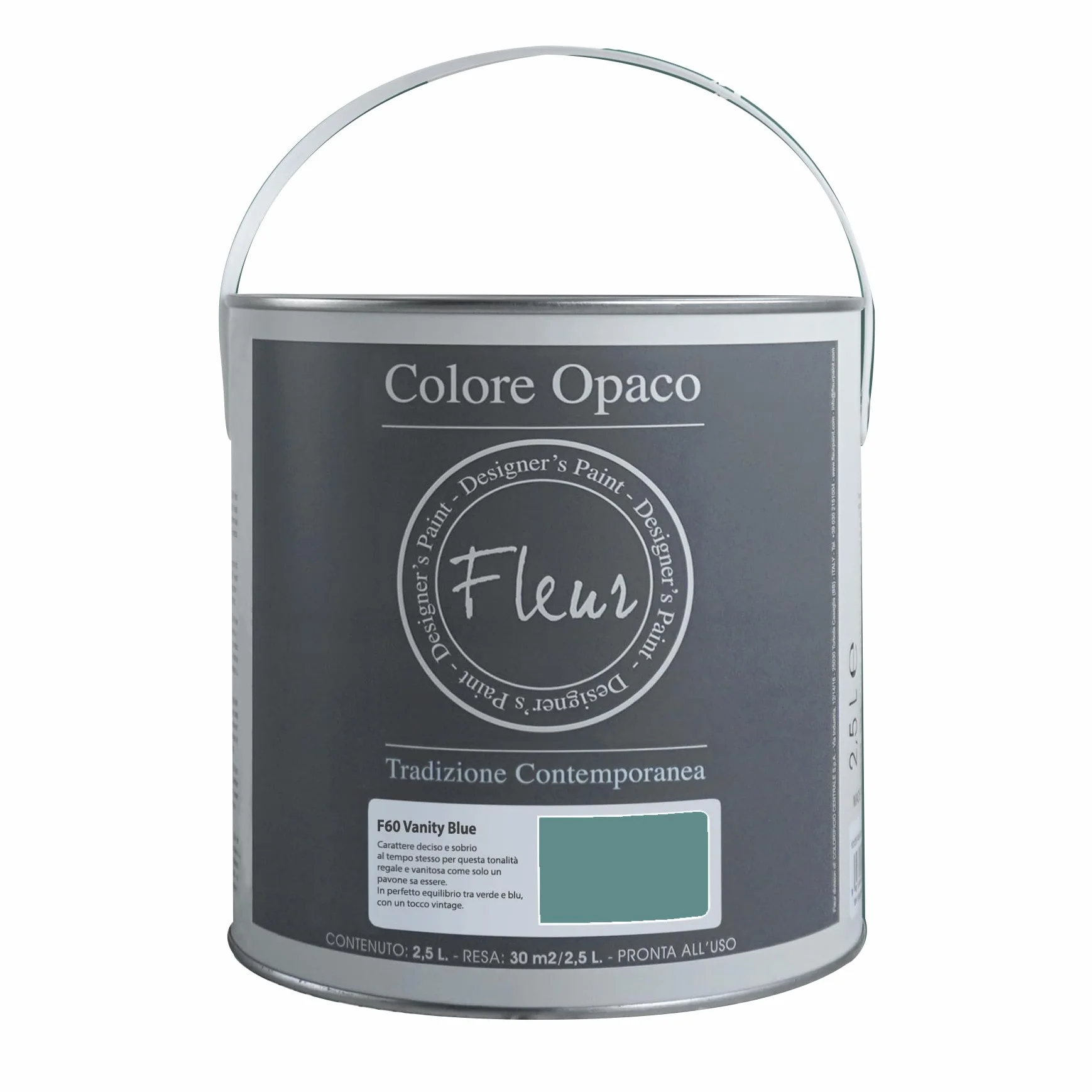 FLEUR DESIGNER'S PAINT Chalk Paint Matowa 2,5 l F60 Vanity Blue Farba kredowa do ścian mebli wodna