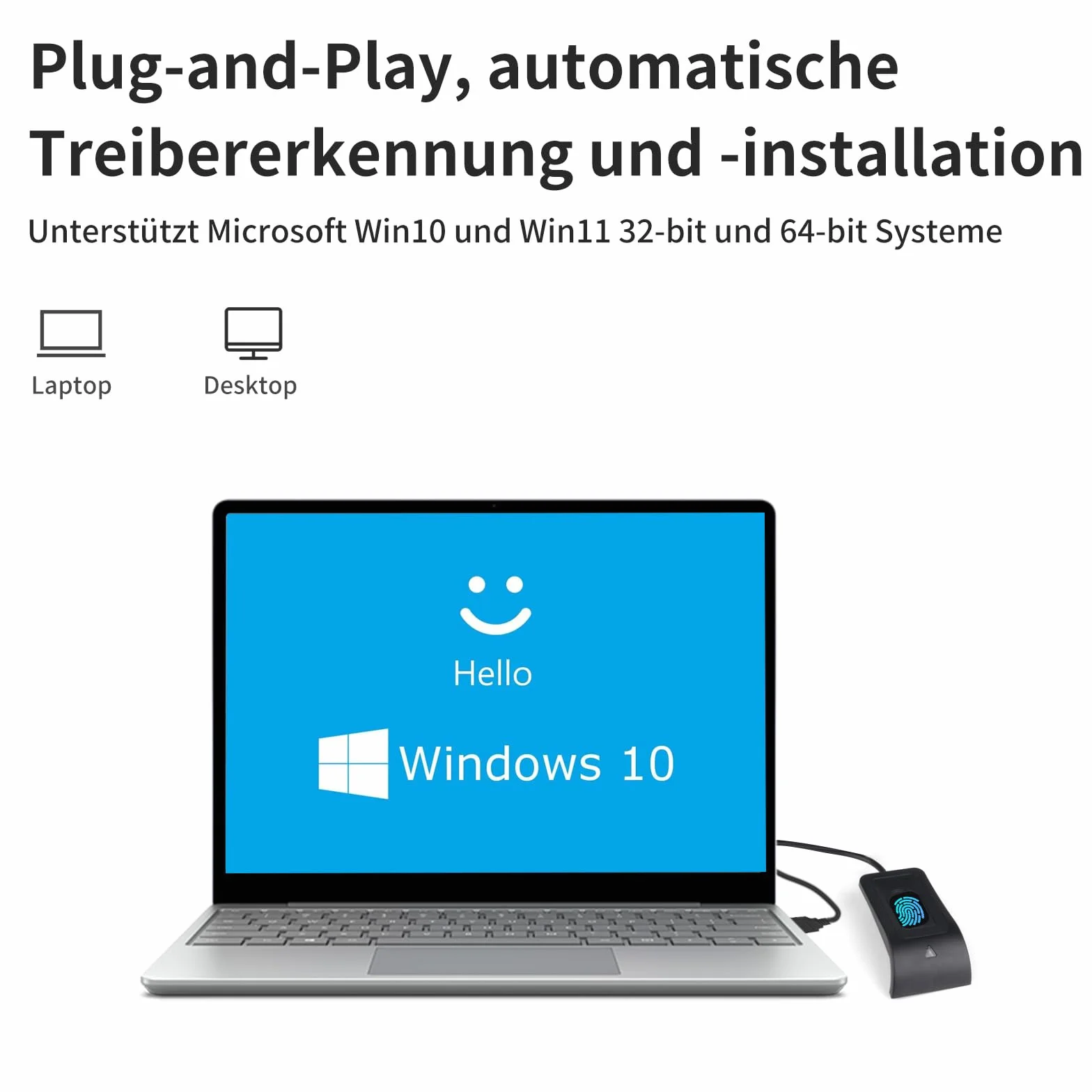 Czytnik linii papilarnych USB do Windows 10/11, Windows Hello Plug and Play