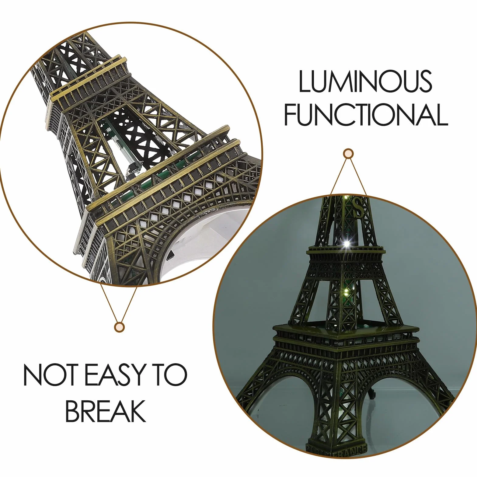 Lampa LED Wieża Eiffel Dekoracyjna Metal Stare Złoto Romantyczna Świetlna Prezent