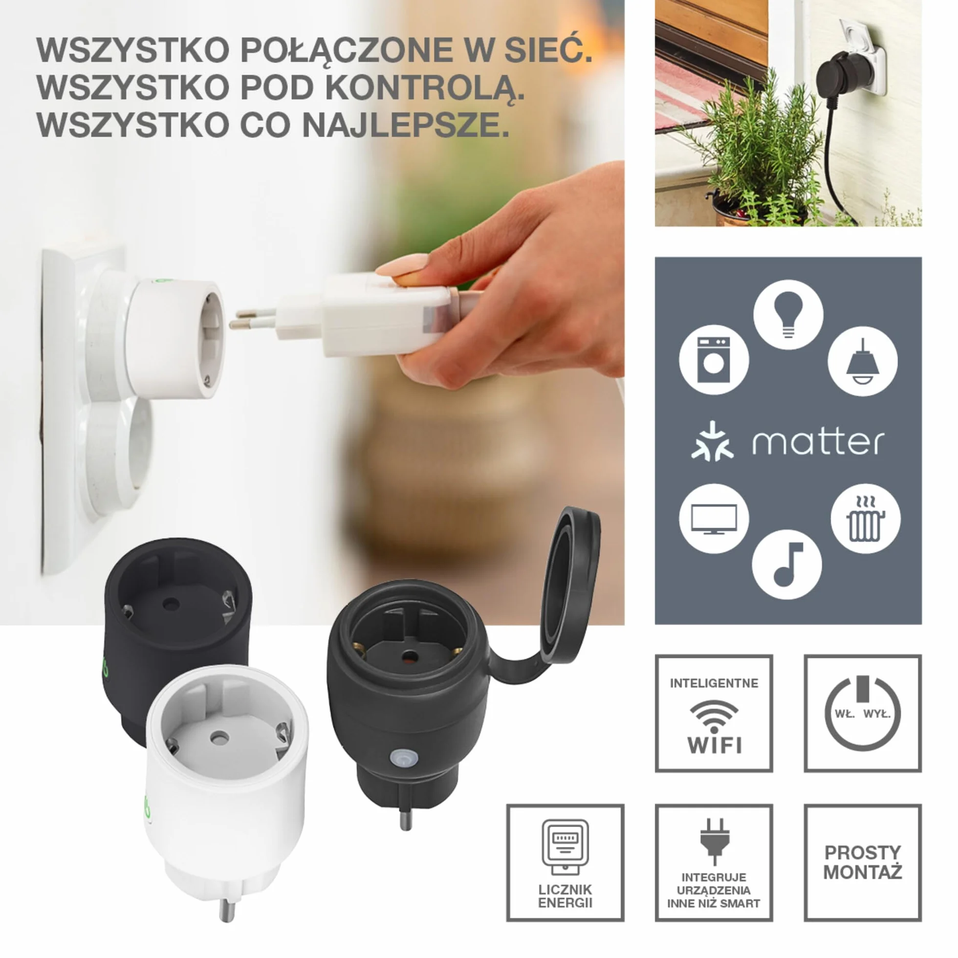 OSRAM SMART+ MATTER EU Gniazdo Czarny Inteligentne Gniazdo WiFi Smart Home
