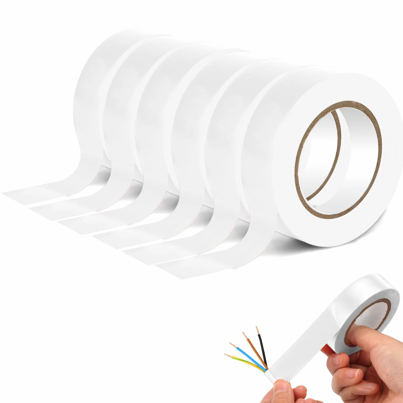 OFFCUP Elektryczna taśma izolacyjna 19 mm x 20 m 6 szt. PVC wodoodporna biała