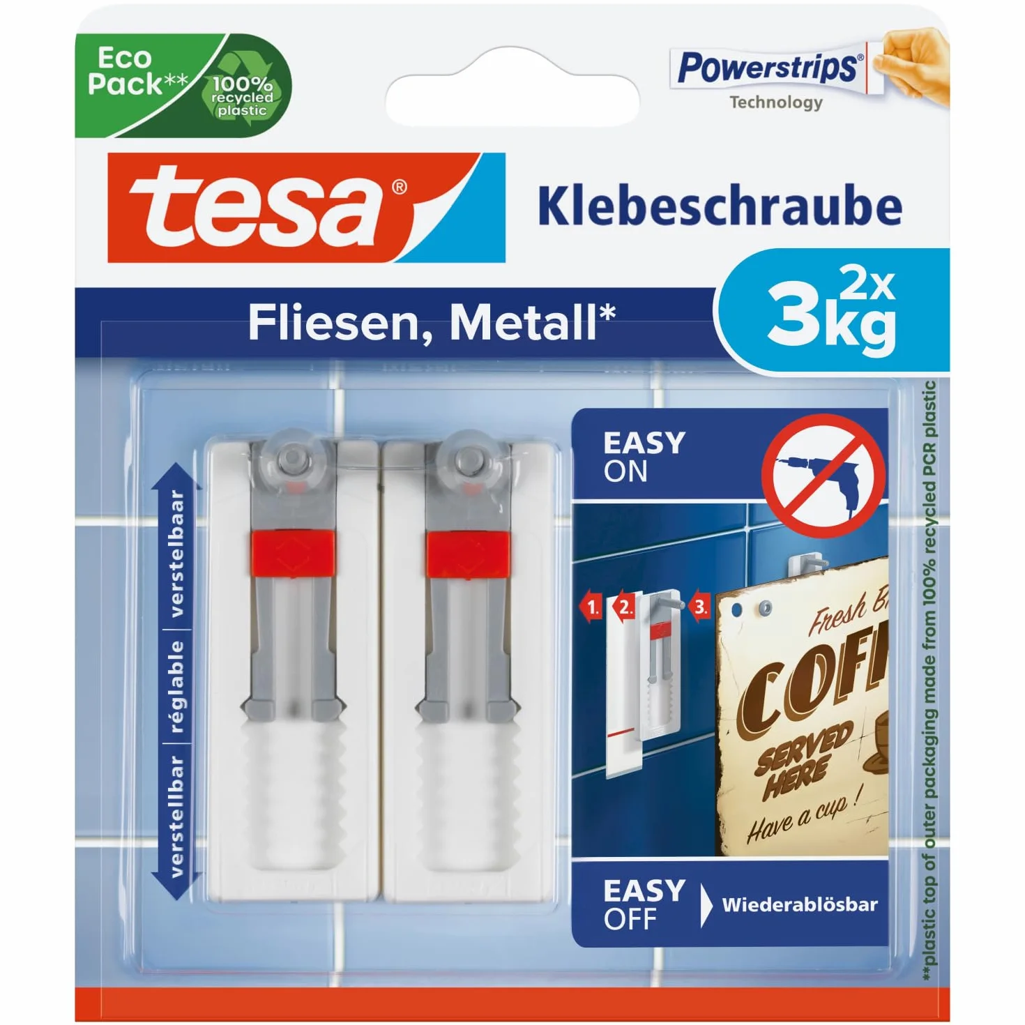Regulowane śruby samoprzylepne tesa do płytek i metalu 3 kg
