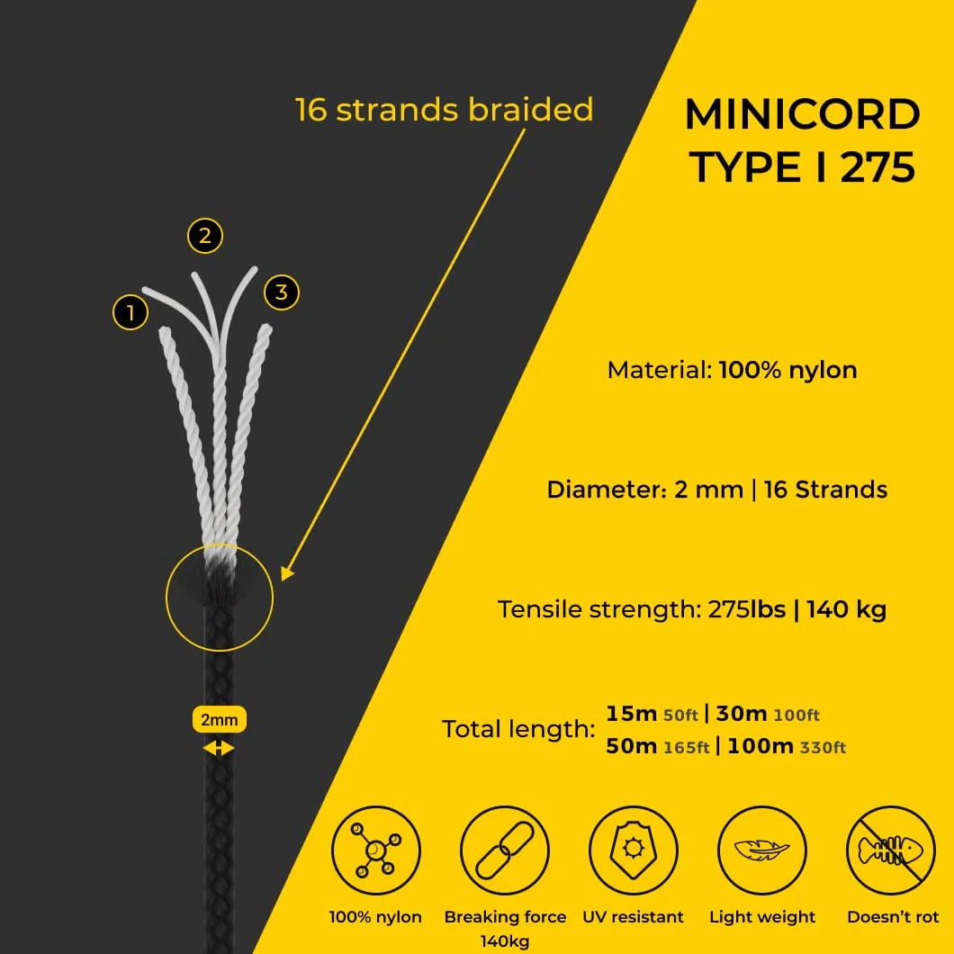 Nylon Paracord 2 mm 275 – 100% Nylonowa Linka 3-żyłowy Przewód