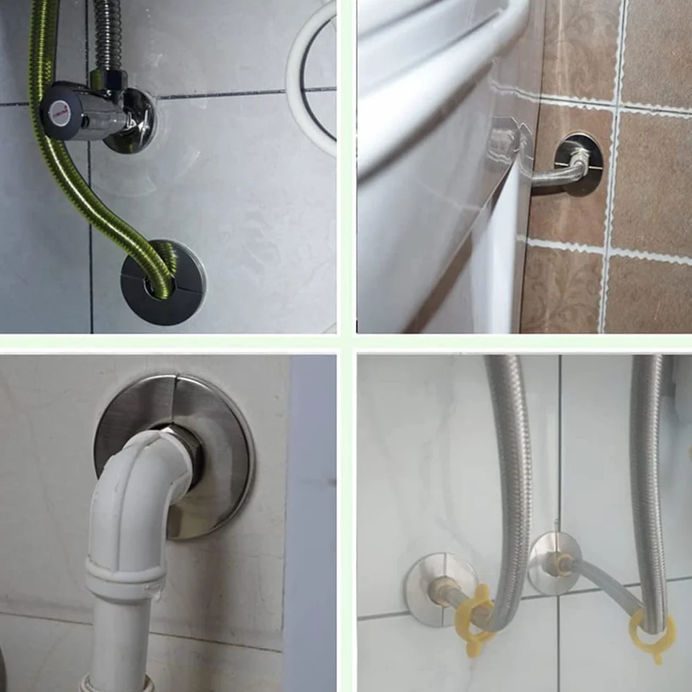 Chromowany zawór ze stali nierdzewnej dwuczęściowy pokrywa kranu kołnierz wtykowy srebrny 51 mm