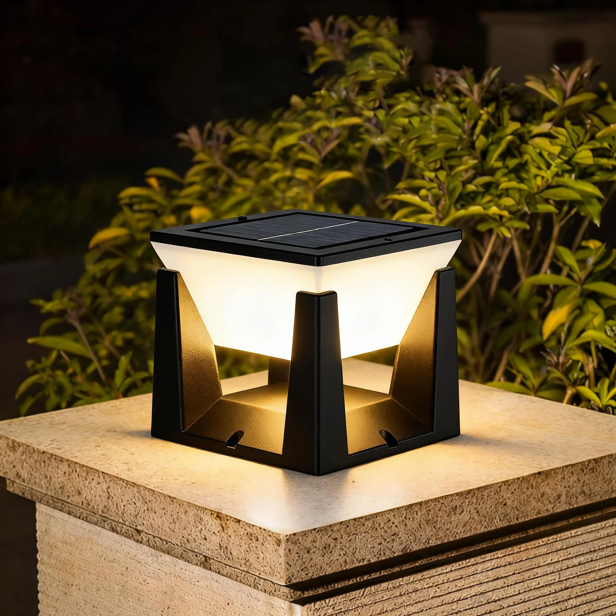 Lampa ogrodowa IP65, zewnętrzne lampy słoneczne, ciepła biel, czarne