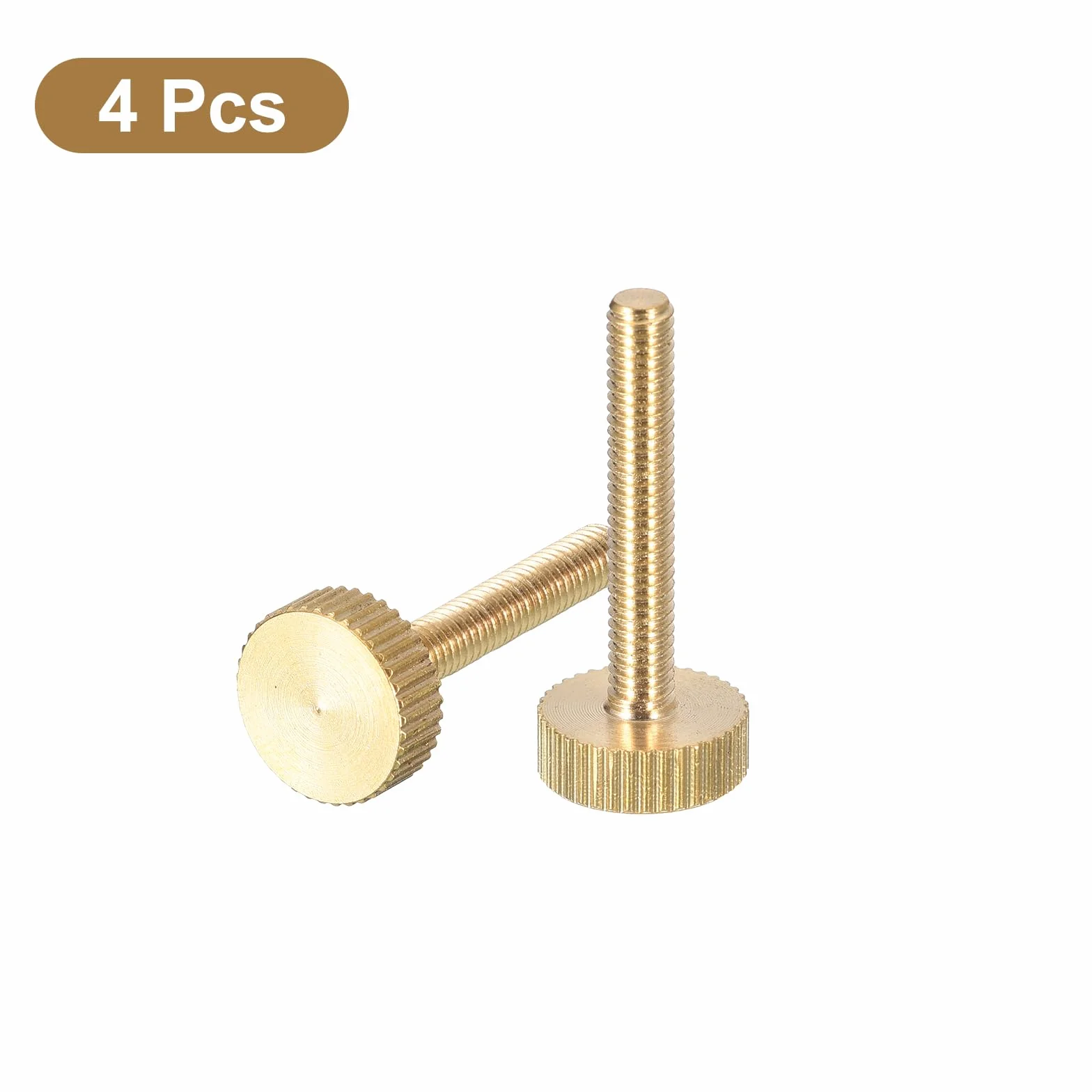 Śruby kciukowe radełkowane M4 x 25 mm, 4 sztuki, mosiądz, pełny gwint, płaska głowa, elementy mocujące