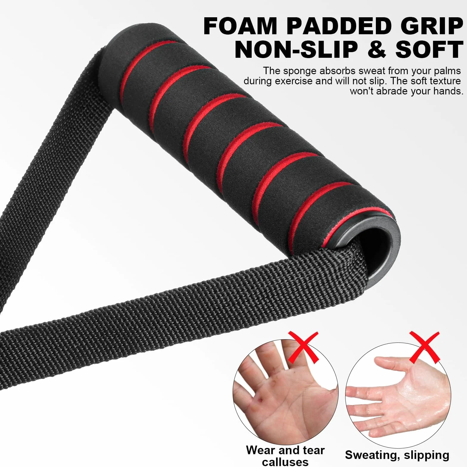 Fintronic uchwyty do taśm fitness, 2 sztuki, uchwyt jednoręczny, silikonowe uchwyty z karabińczykiem, uchwyt do taśm oporowych, akcesoria do fitnessu, wieży siłowej, cięgna, tricepsów