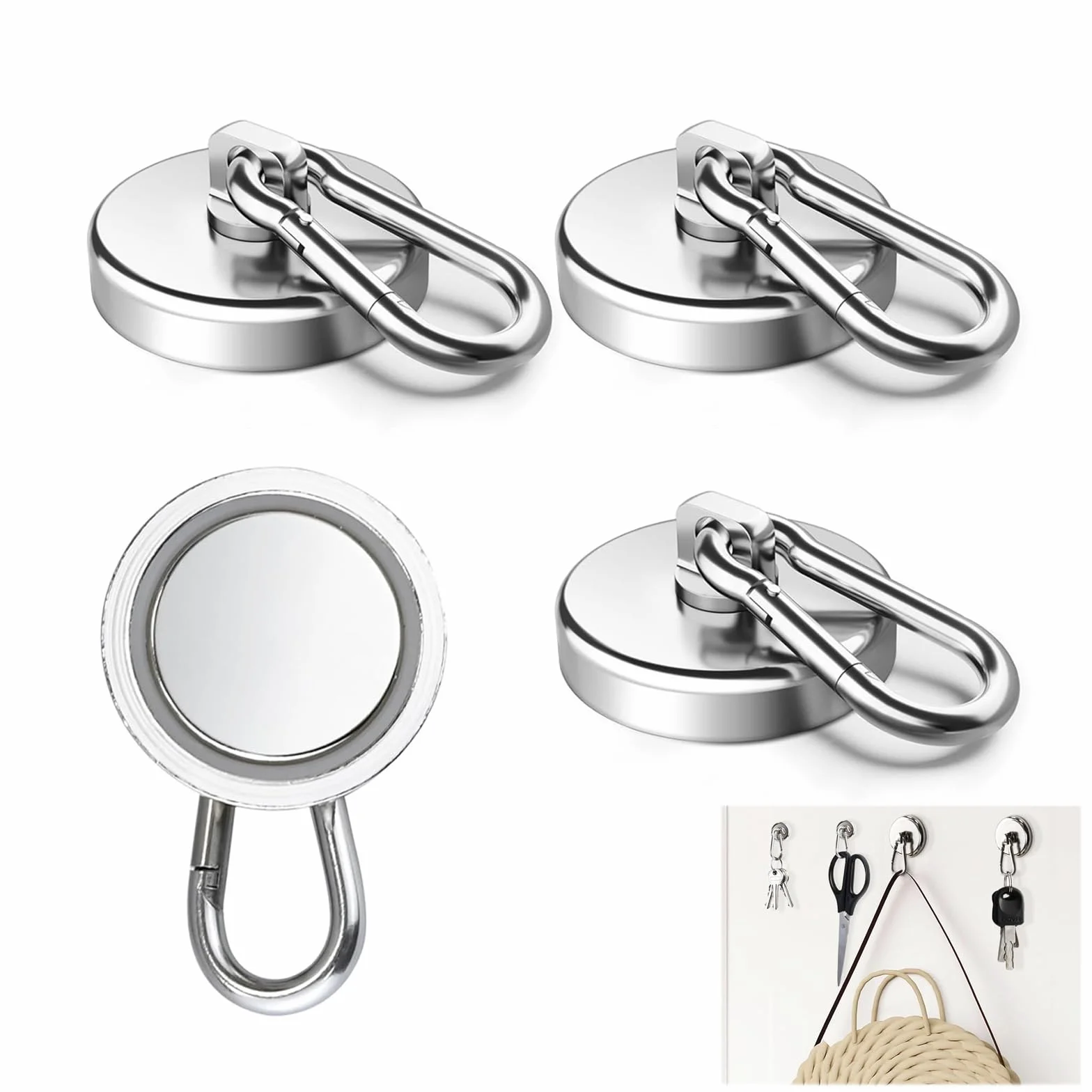 Magnesy neodymowe z haczykami 25 mm 22 kg siły ciągnącej 360°