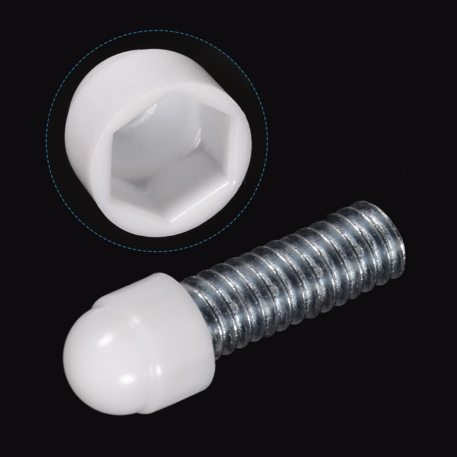 QUARKZMAN nakrętki ochronne na śruby M8 x 13 mm 25 szt. plastikowe nakładki sześciokątne białe