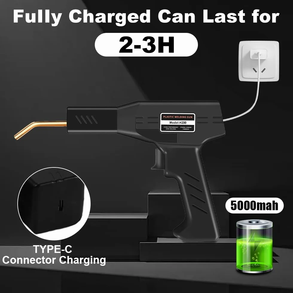 Bezprzewodowa spawarka do tworzywa sztucznego 5000 mAh, zestaw naprawczy z 1050 gwoździami, ładowanie USB