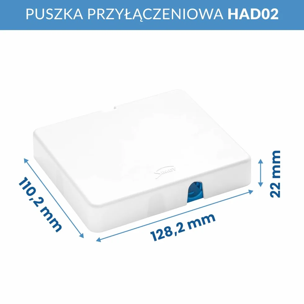SIMET Puszka przyłączeniowa HAD02 128×110×22 mm 5 x 4 mm² szybkozłączki biała