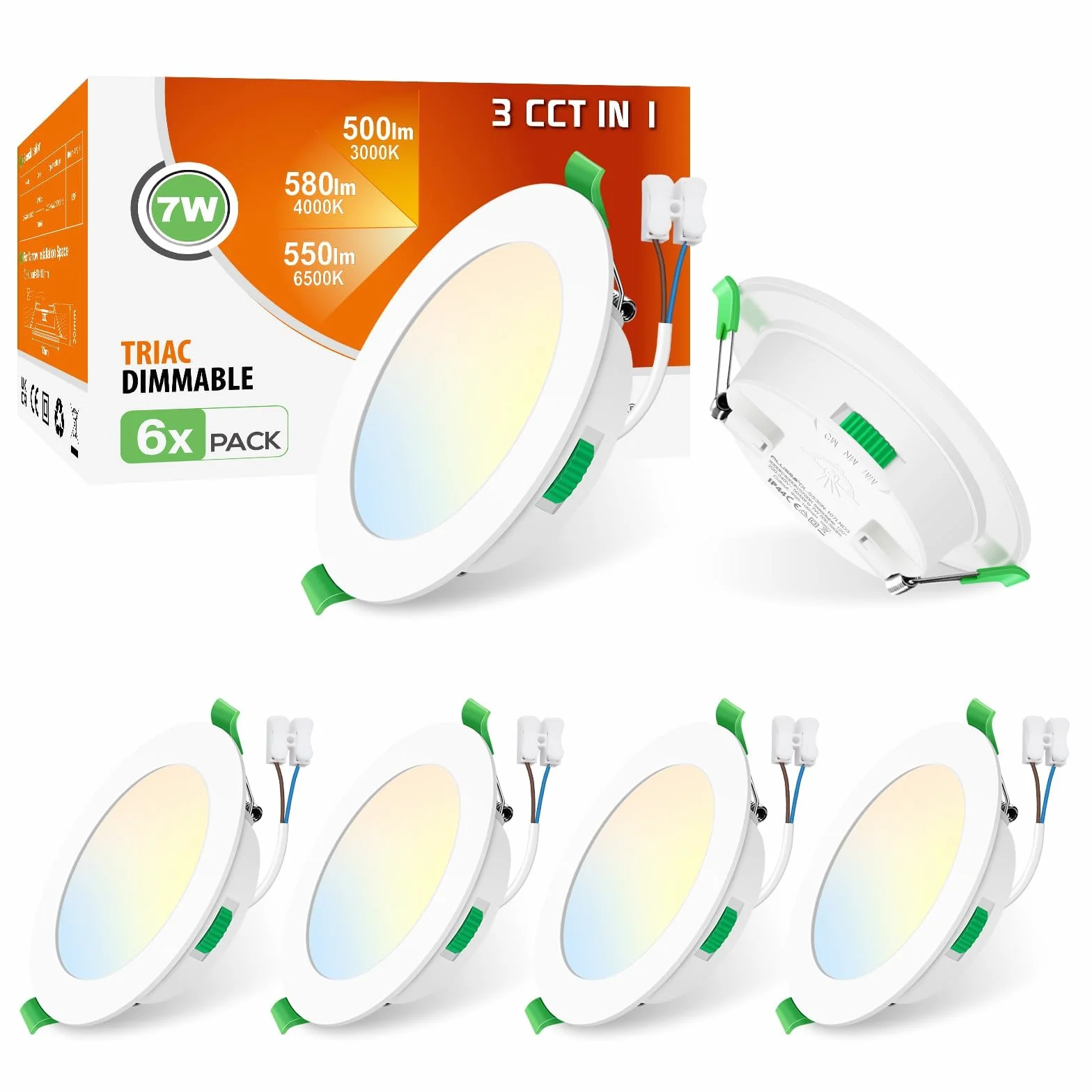 ALUSSO Reflektor LED do zabudowy 7W 580lm 30mm IP44 zestaw 6 sztuk