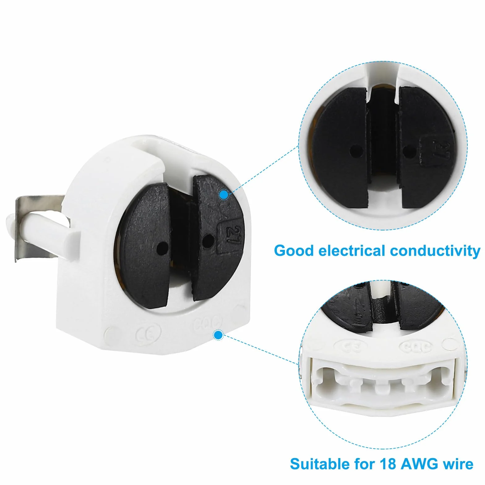 PATIKIL T5 uchwyt do świetlówek G5 oprawka LED 500 V obrotowy 22 x 26 x 17 mm 12 szt.