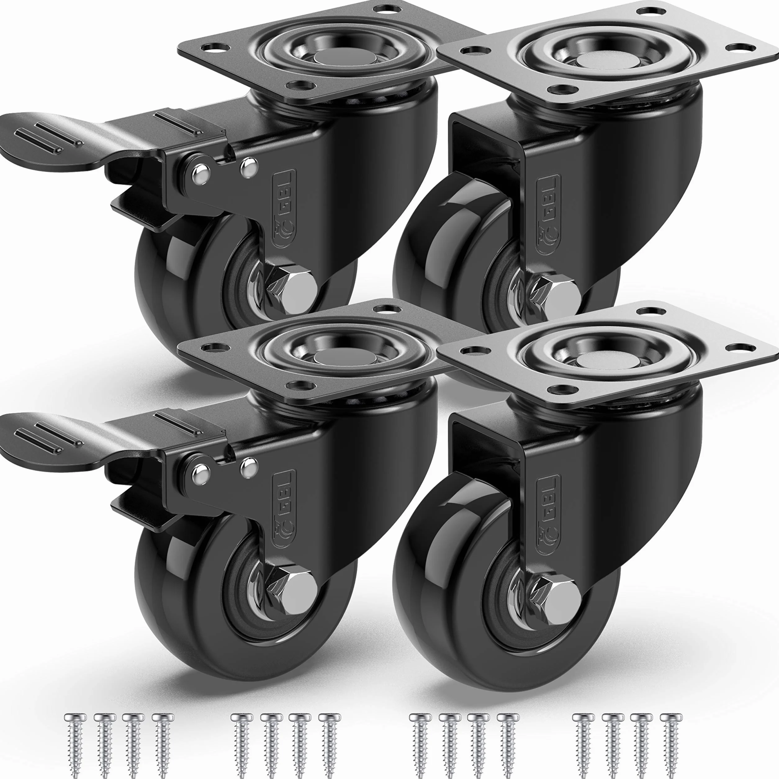 GBL 2 Heavy Duty Caster Wheels with Brakes 440Lbs Dolly Wheels for Furniture Trolley Workbench