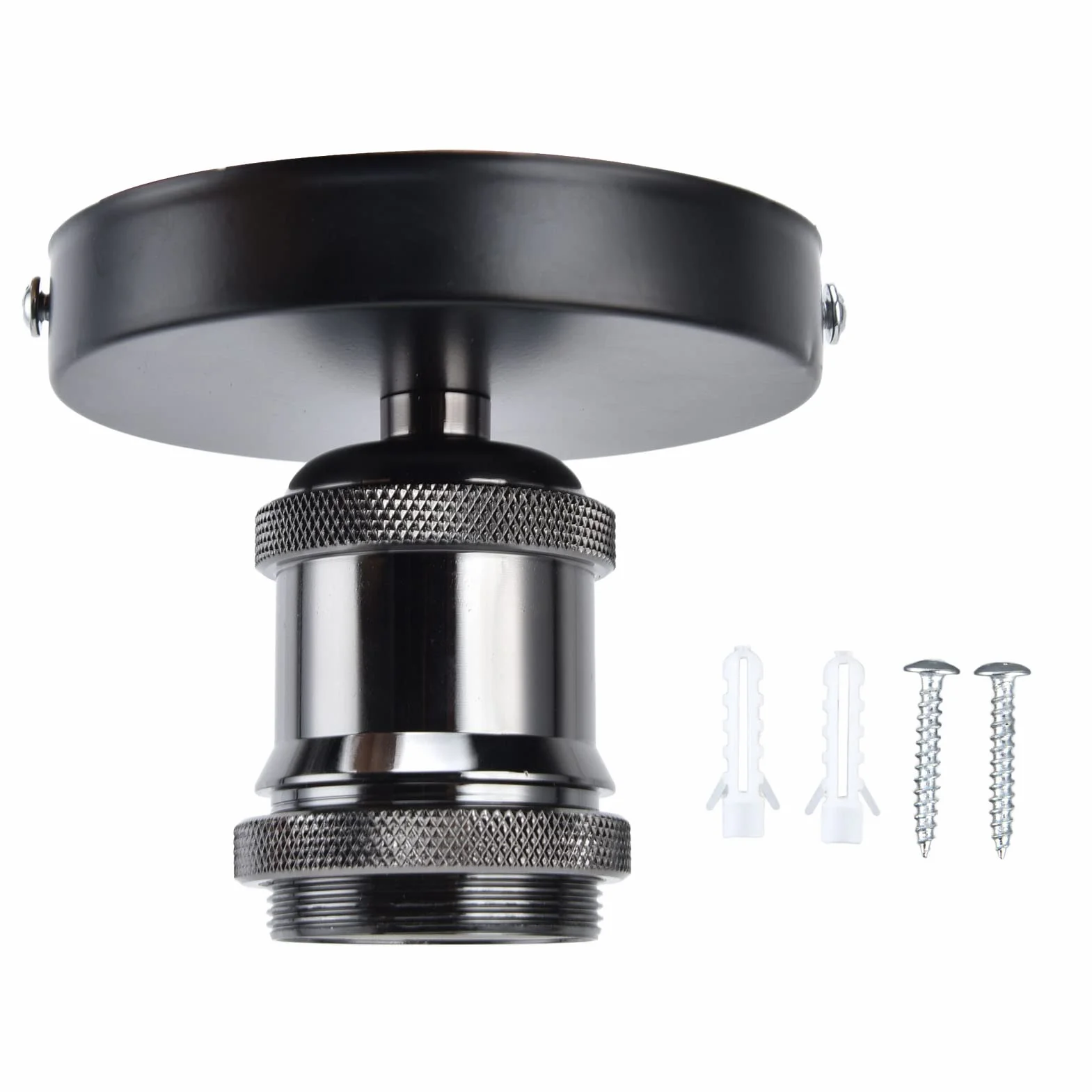 Oprawka do lampy sufitowej, Vintage E26 E27 Gniazdo lampy Oprawka do lampy sufitowej Gniazdo żarówki z akcesoriami do kuchni Sypialnia Oświetlenie i dekoracja pokoju dziennego (black)