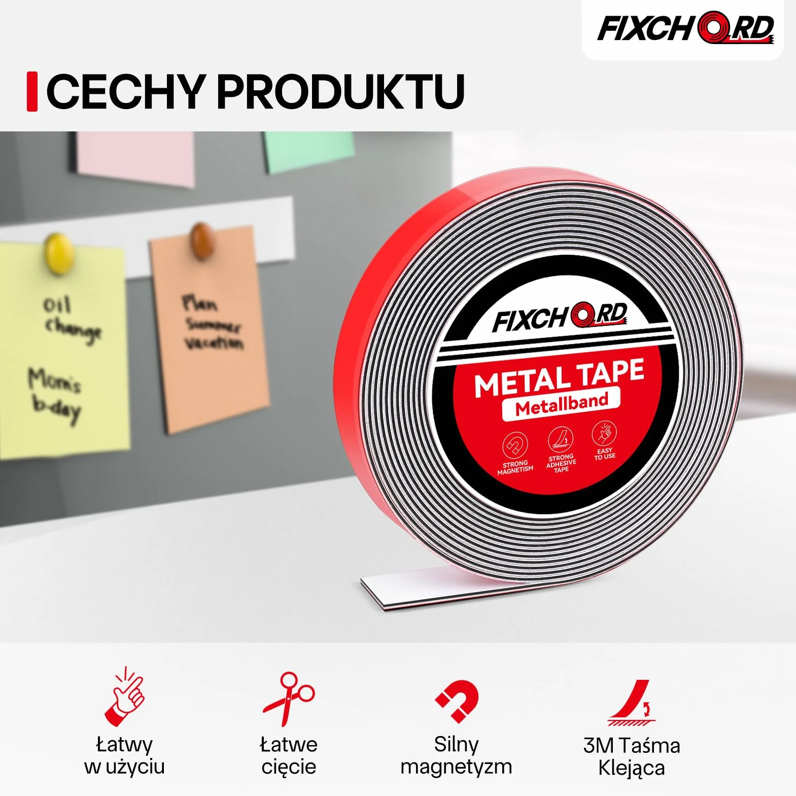 Taśma Metalowa Samoprzylepna 6m x 35mm do Ton i Magnesów
