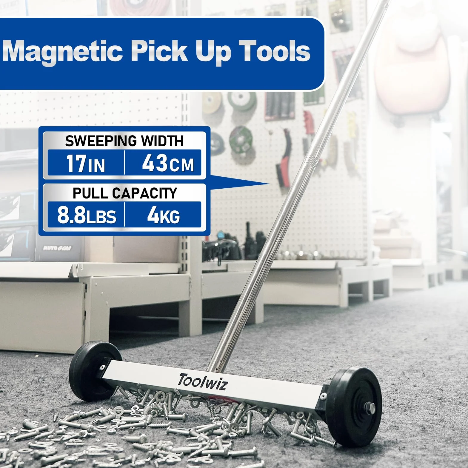 Toolwiz Zamiatarka magnetyczna 43,2 cm 4 kg z teleskopowym uchwytem