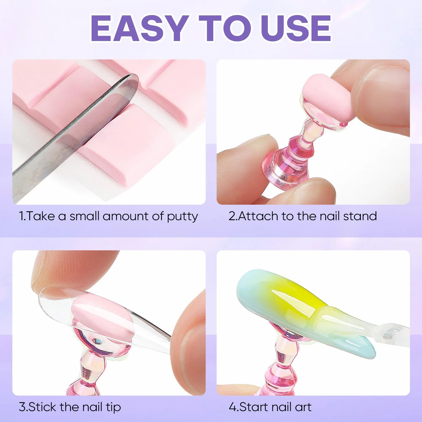Nicedeco Magnetic stojak na paznokcie Practice Holder uchwyt na paznokcie do ćwiczeń uchwyt na paznokcie stojak na paznokcie do samodzielnego manicure i nakładania paznokci, zawiera 96 sztuk gliny