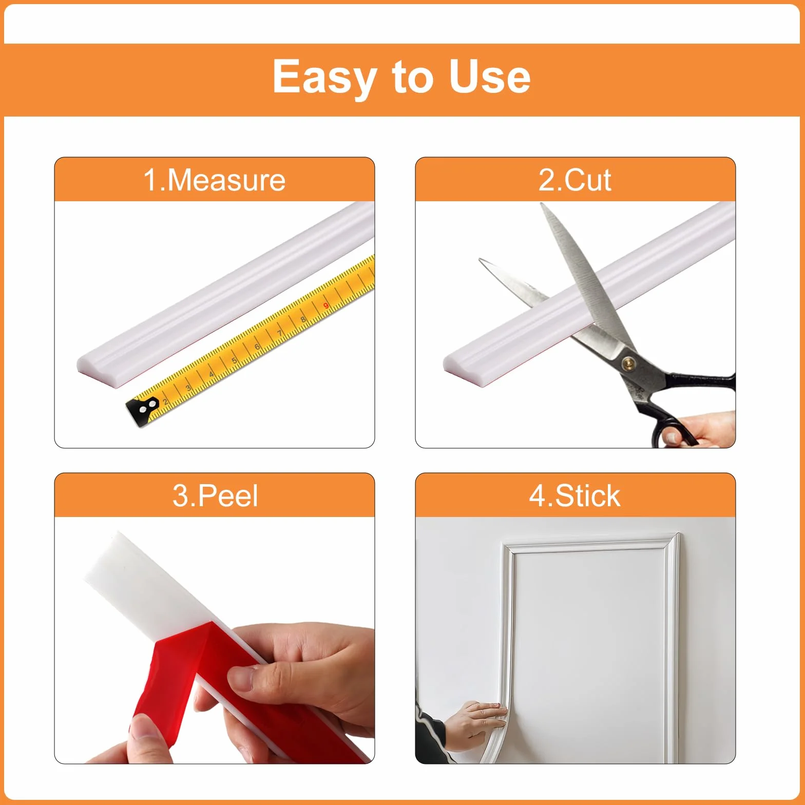 Listwy sztukatorskie TPE peel and stick 3 m x 32 mm samoprzylepne wodoodporne elastyczne dekoracja ścienna