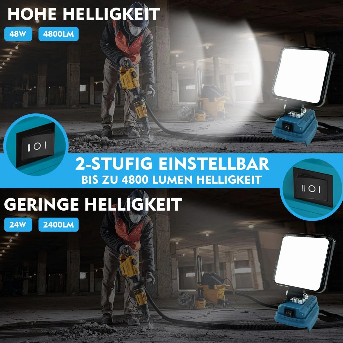 Makita Lampa akumulatorowa LED 18V 48W 4800 lm robocza z 2 USB