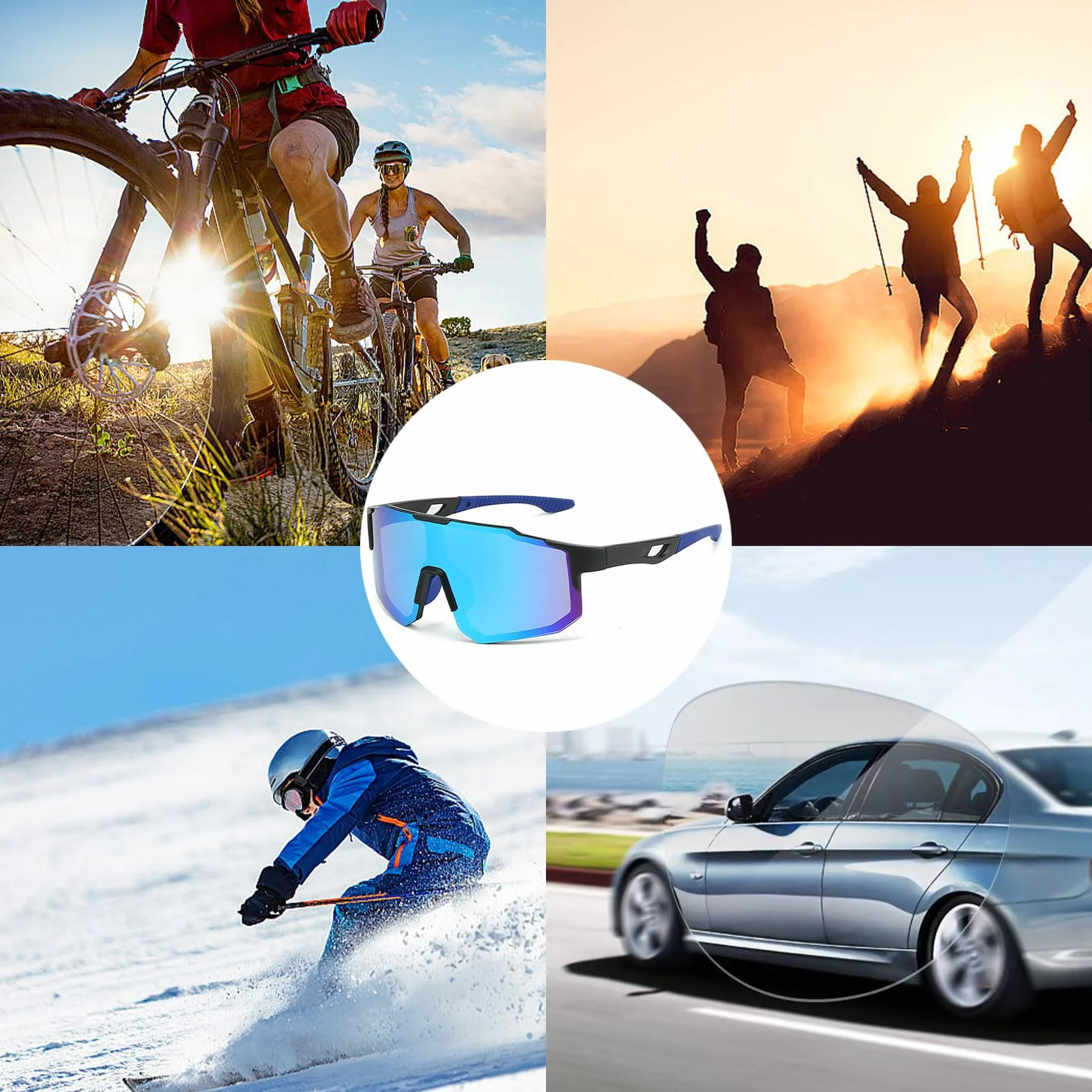Kiuiom Damskie męskie okulary rowerowe, sportowe okulary przeciwsłoneczne, okulary sportowe do aktywności na świeżym powietrzu, UV400, okulary rowerowe polaryzacyjne, okulary przeciwsłoneczne do jazdy
