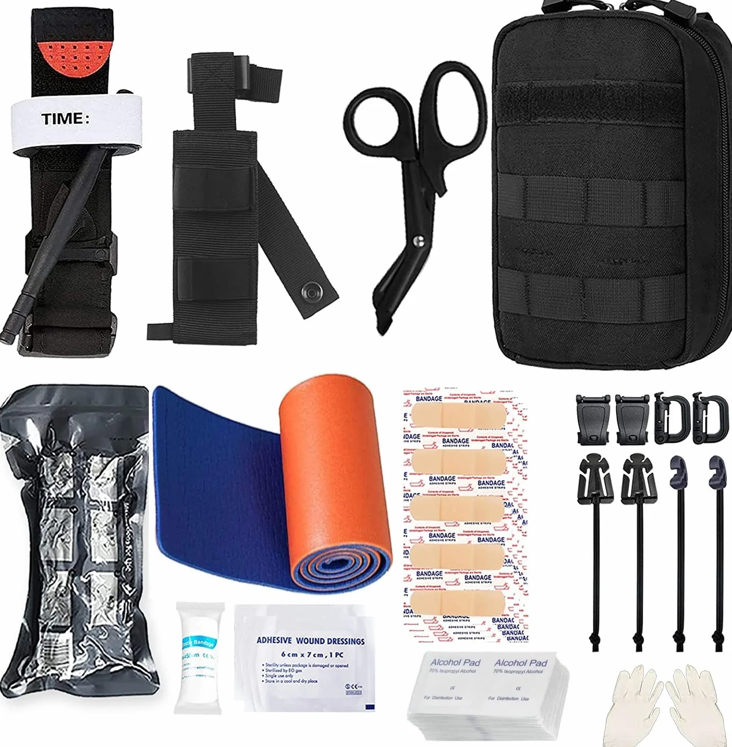 Awaryjne zestawy przetrwania, taktyczna apteczka pierwszej pomocy na wypadek urazu wojskowego, torba Molle EMT IFAK Outdoor Gear Bandaż opaski uciskowej Zestaw kontroli krwawienia (Czarny)