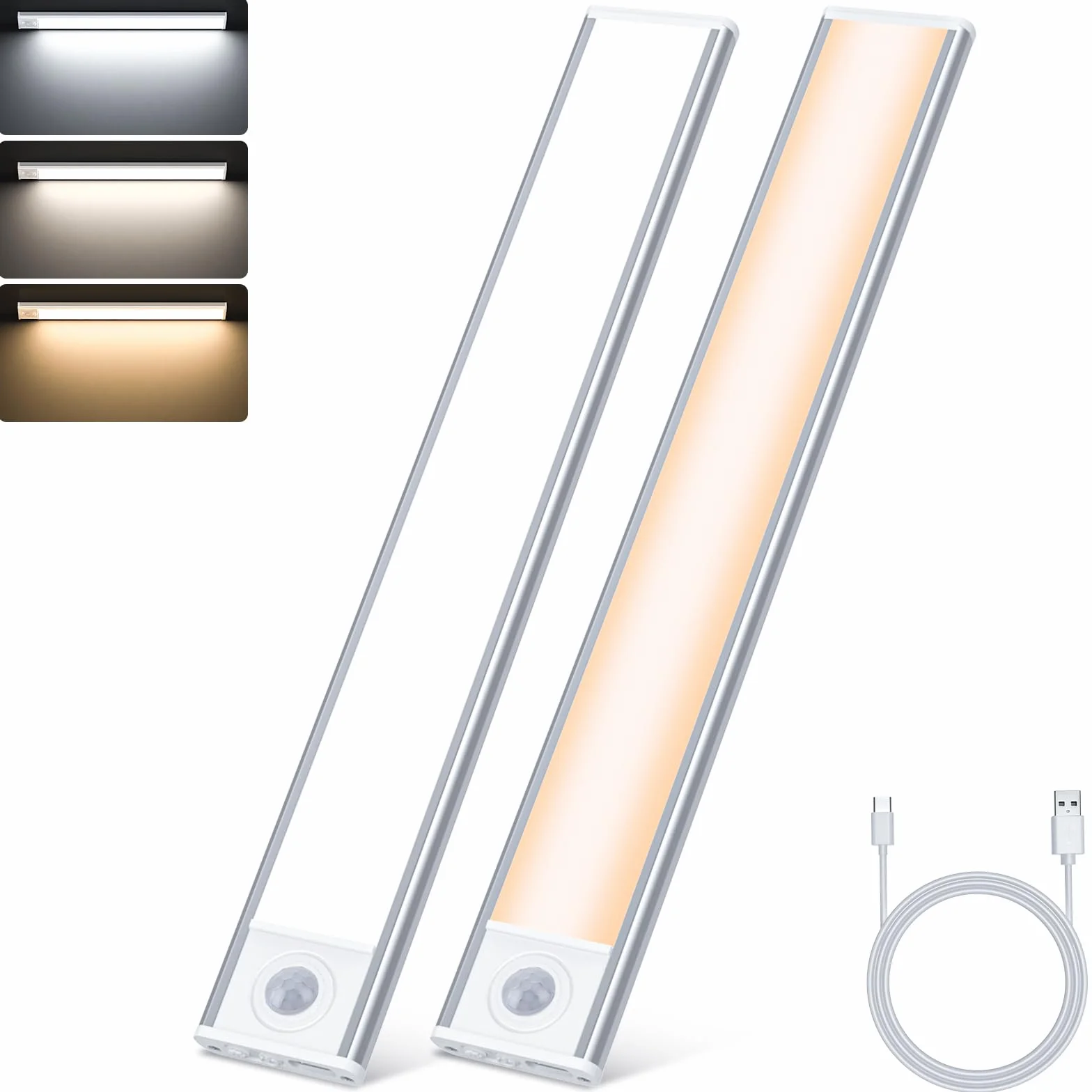TRUMPETS 30 CM LED Light with Motion Sensor 3000mAh 3 Colors USB-C Rechargeable 108 LED Kitchen Under Cabinet
