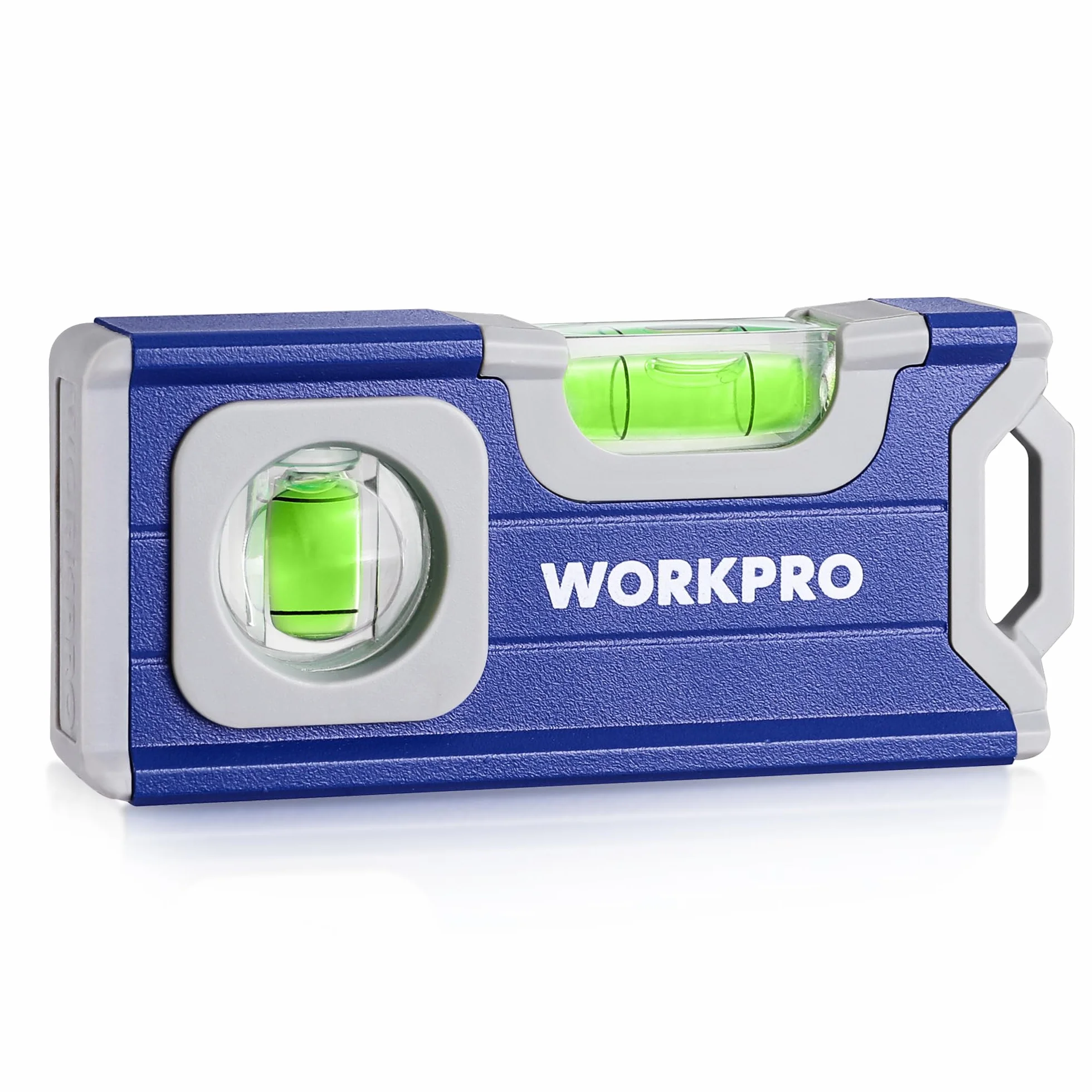 WORKPRO Poziomica magnetyczna 115 mm, mini z 2 fiolkami 90°/180°, otwór do zawieszenia, stop aluminium, mocny magnes