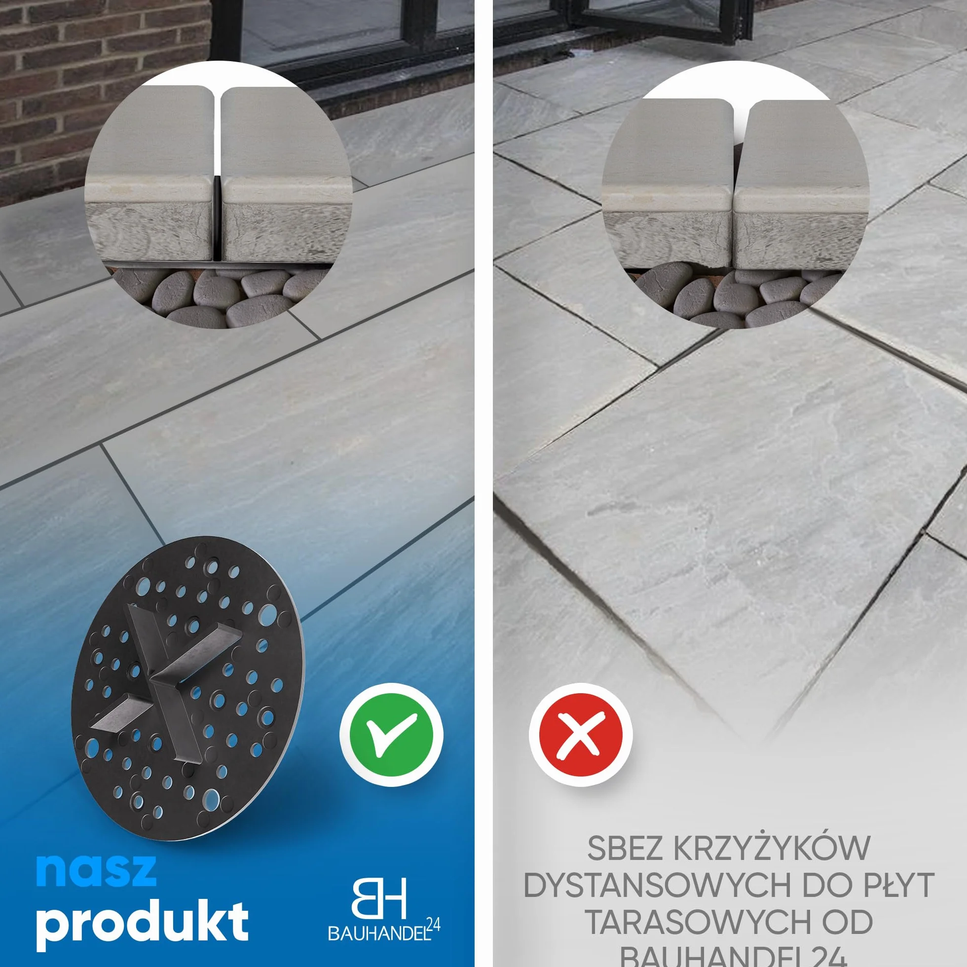 Krzyże do fug 3 mm czarne 15 mm do płytek tarasowych ceramicznych