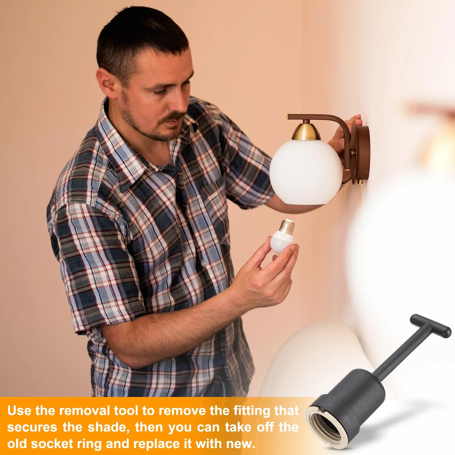 PATIKIL Zestaw pierścieni do oprawy lampy G9, adapter do uchwytu klosza lampy, 5 pierścieni z tworzywa sztucznego, zamiennik z narzędziem do usuwania kołnierza lampy, narzędzie do mocowania kołnierza
