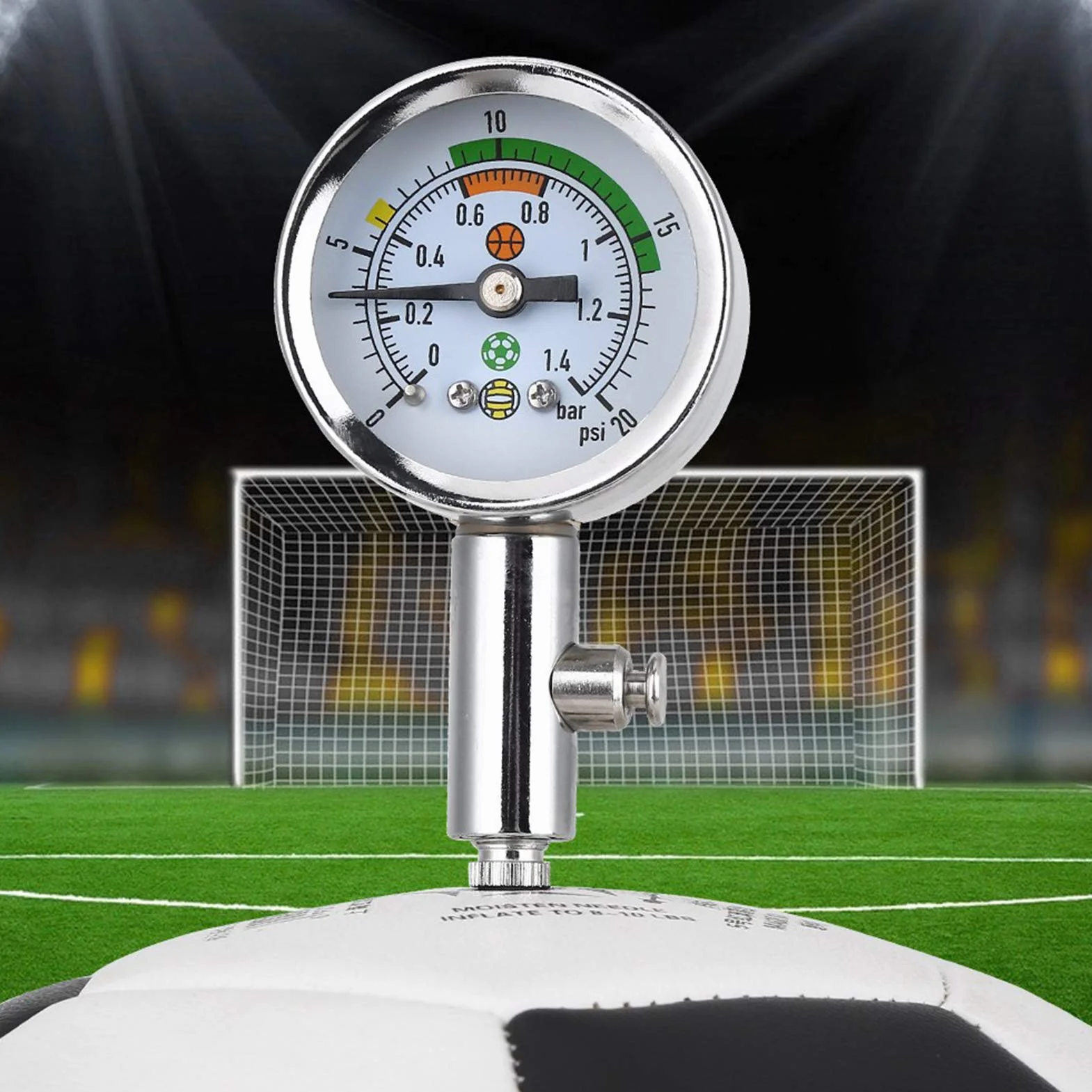 Ausla Ciśnieniomierz do Piłek 0-1,4 bara/0-20 psi, Miernik Ciśnienia Powietrza, do Piłki Nożnej, Koszykówki, Siatkówki, Rugby