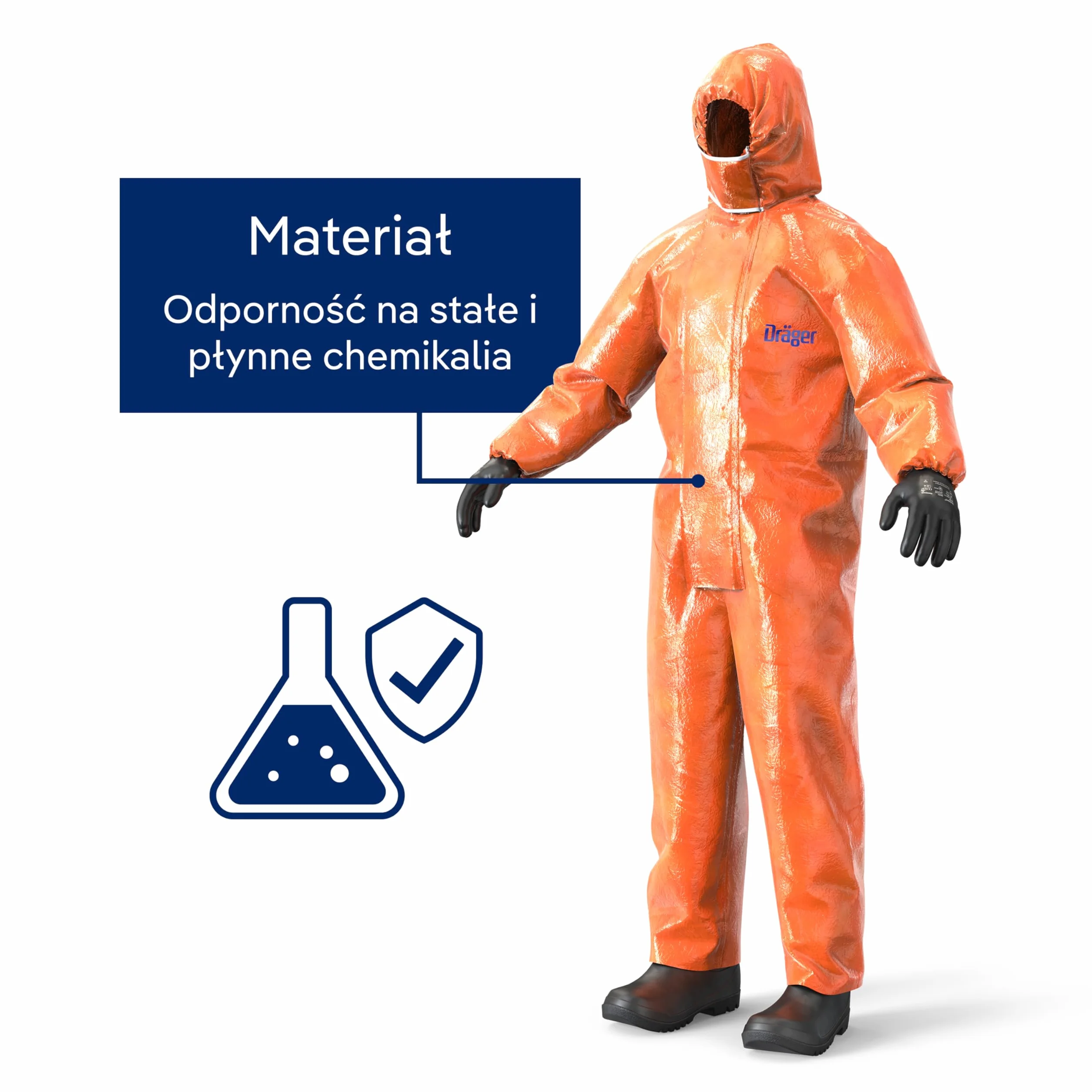 Dräger SPC 4400 CLF Kombinezon ochronny L pomarańczowy pył ciecze farba chemikalia