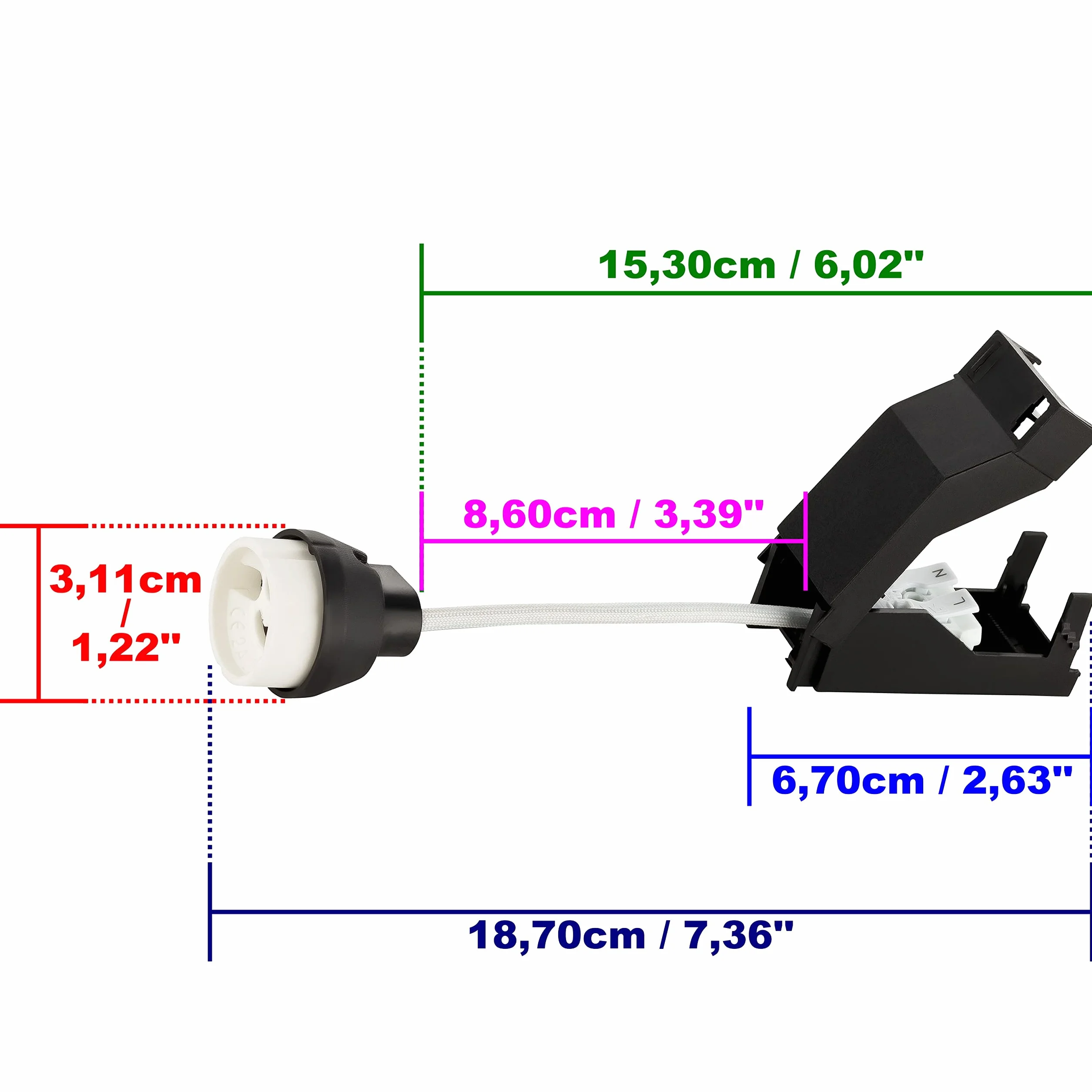 GU10 ognioodporne gniazda ceramiczne z puszką przyłączeniową 230V 2A 100W 5 sztuk