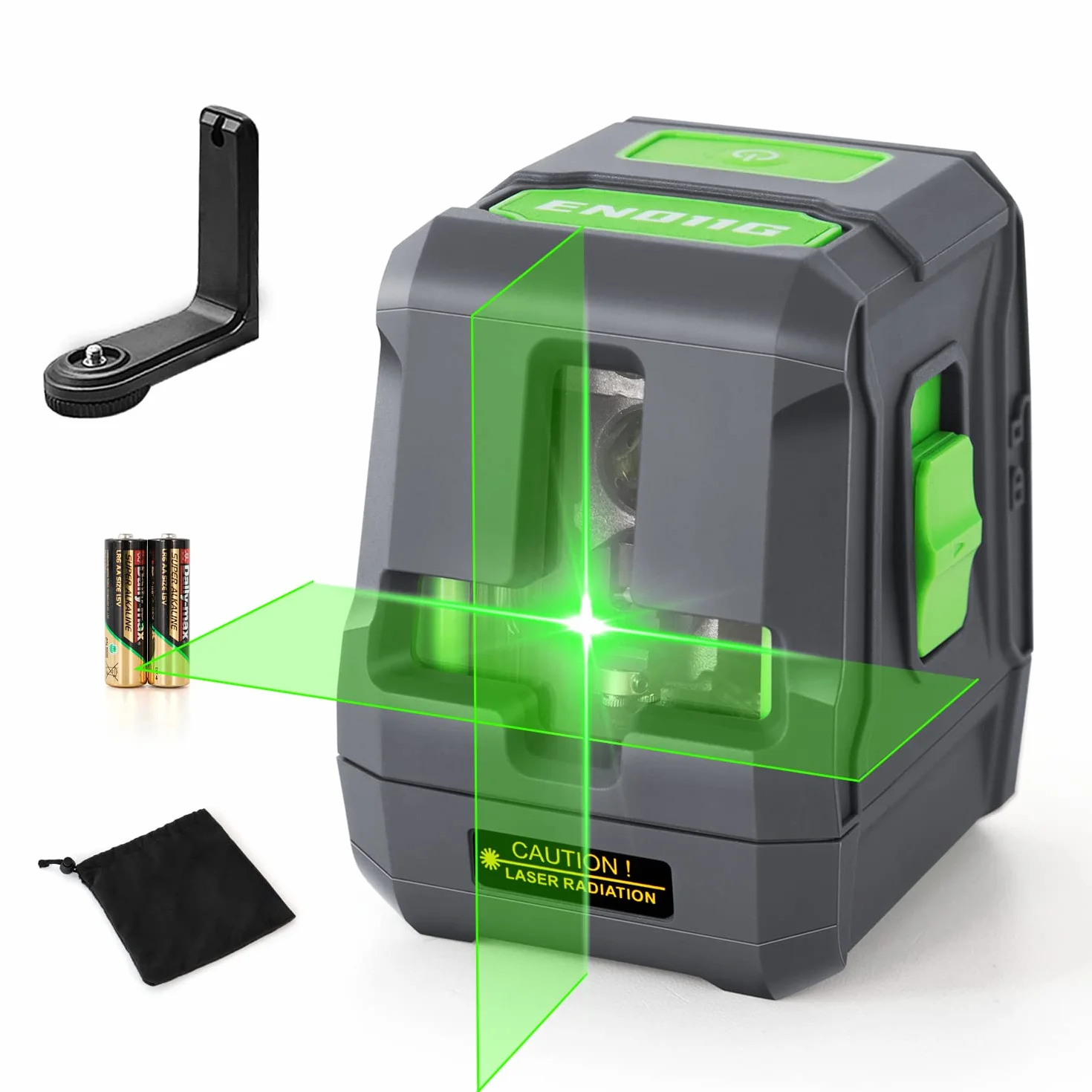 Laser krzyżowy zielony ENVENTOR samopoziomujący liniowy 25 m ± 0,3 mm/m IP54 z mocowaniem magnetycznym 360°
