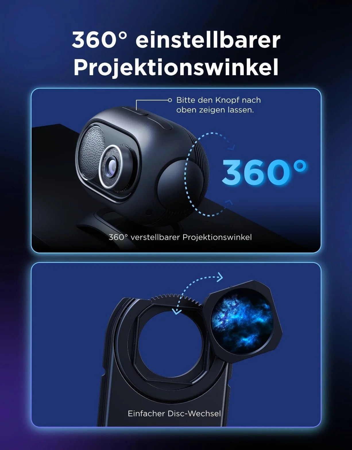Govee Projektor LED gwiaździstego nieba, planetarium, 8 dysków filmowych, 20 trybów scenerii, 21+ białych szumów, kompatybilny z Alexą, obrót 360°, lampka nocna z timerem