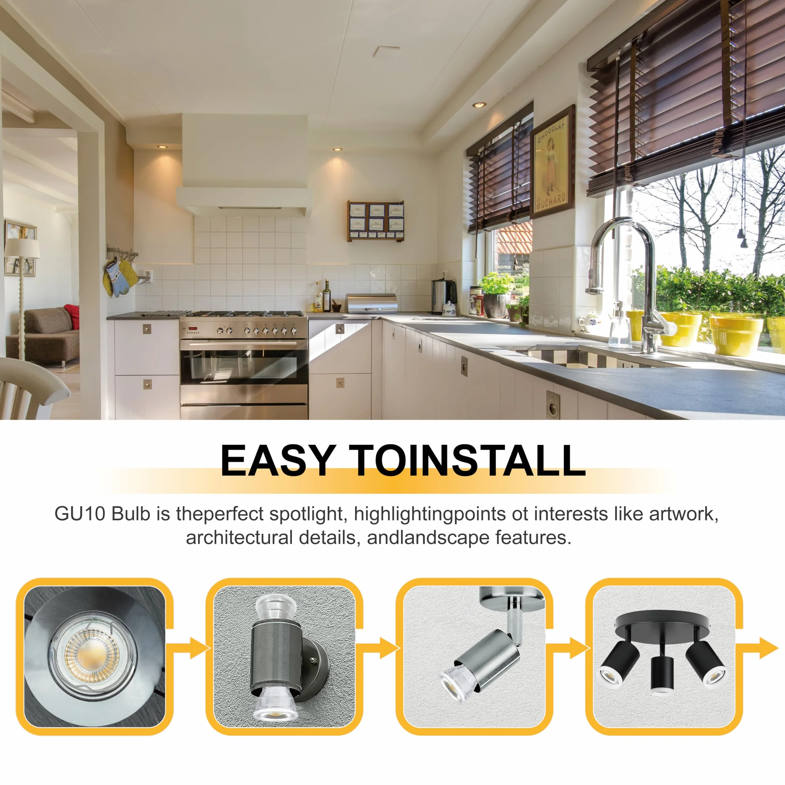 EACLL Żarówka LED GU10 4,5 W 3000 K 330 lm MR11 nieściemnialna AC 230V 38° zestaw 4 sztuk