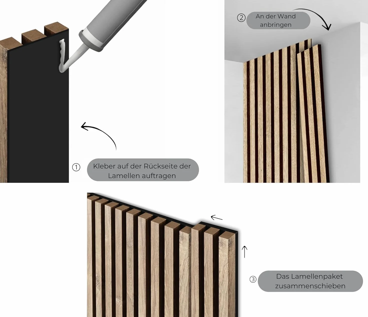 Panele Akustyczne Ścienne Dąb Stirling MDF Lamele 2x 26,5x240 cm Na Czarnej Płycie