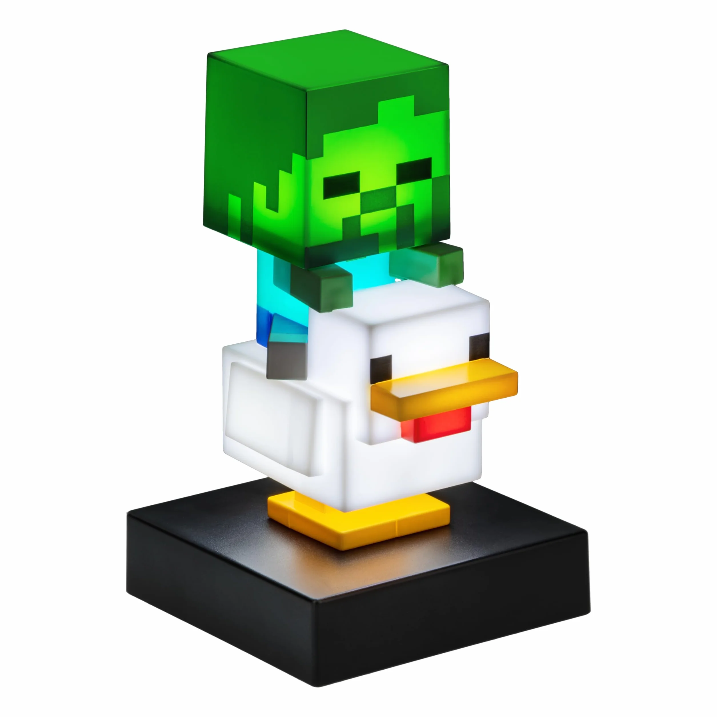 Paladone Minecraft Chicken Jockey Icon Light, podświetlana figurka 12 cm, lampa do sypialni dla graczy