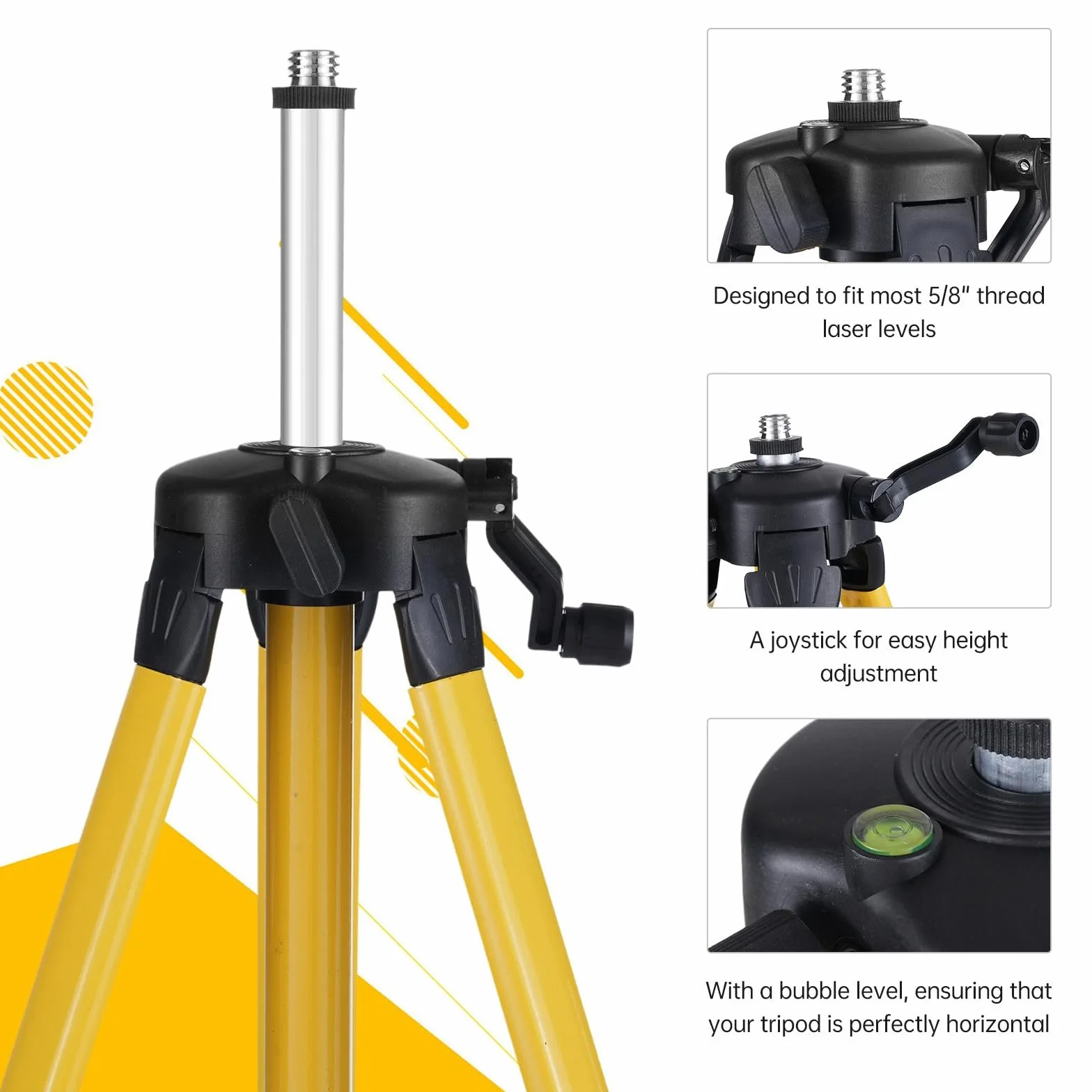 Statyw poziomicowy laserowy 100 cm, regulowany, stalowy, gwint 5/20.3 cm i 1/10.2 cm, 150 kg