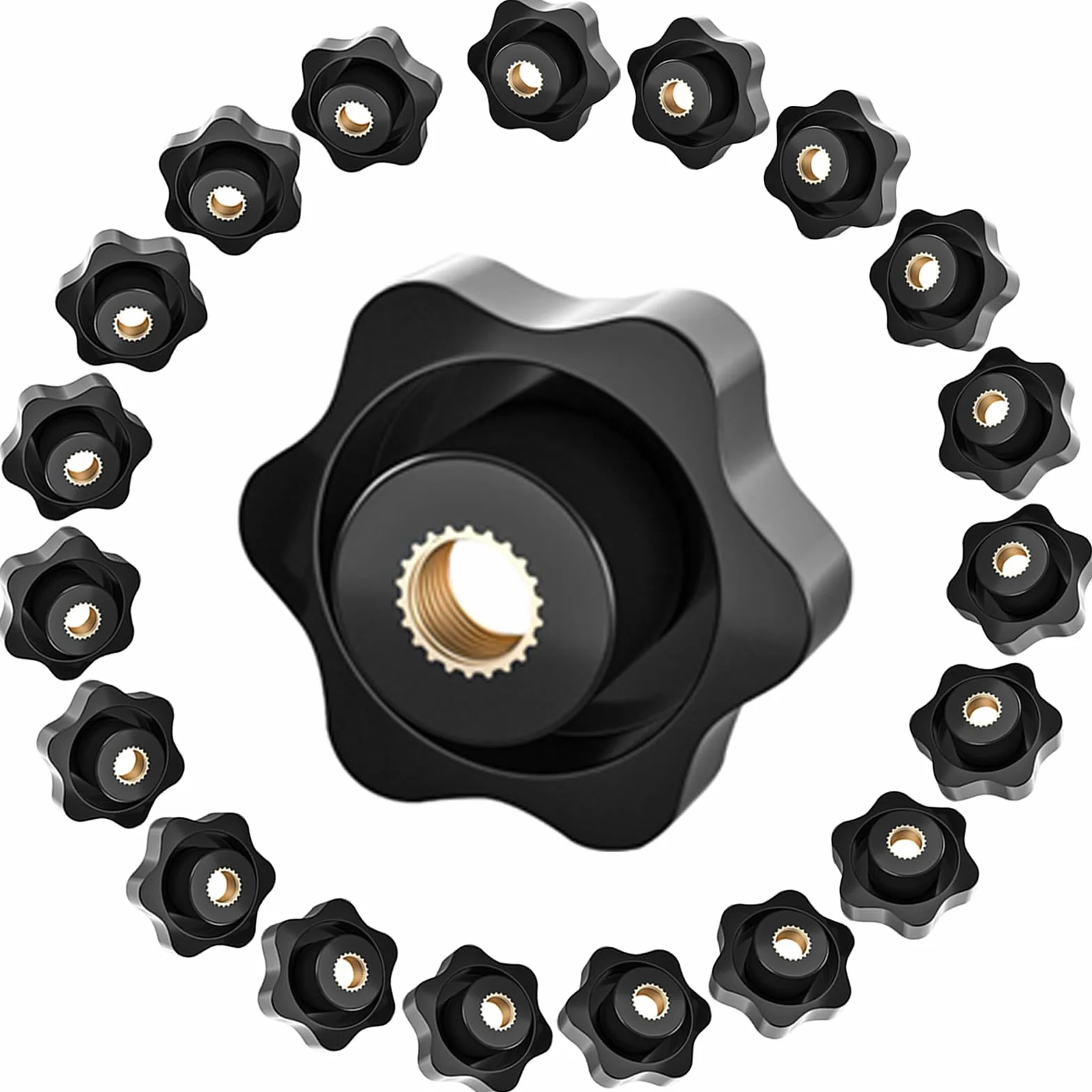 Nakrętka uchwytu gwiazdowego M8 × 32 mm czarna radełkowana z tworzywa sztucznego 20 sztuk