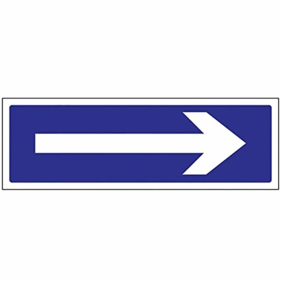 VSafety Plastikowy znak garażowy 300 mm x 100 mm niebieski strzałka w prawo