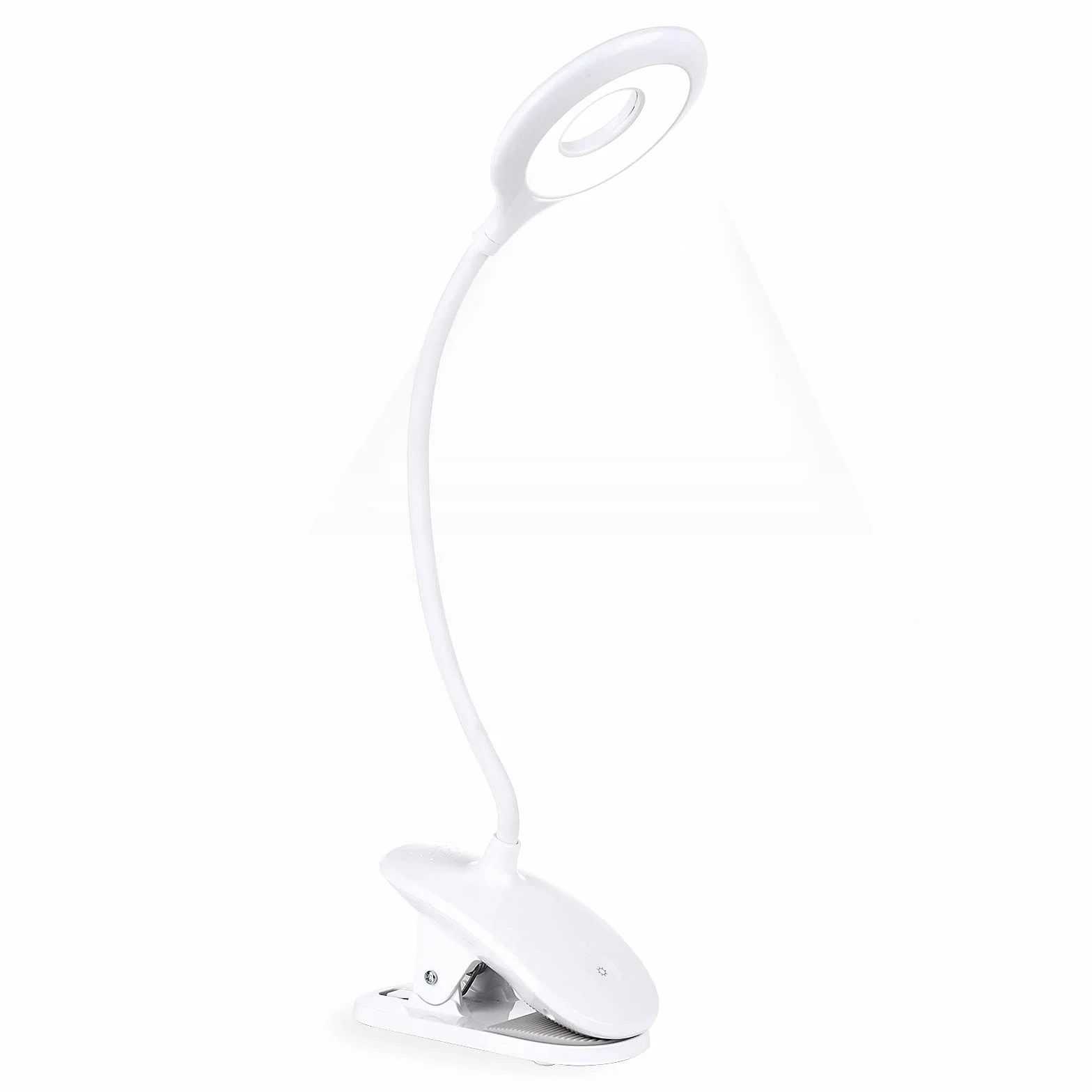 OUSFOT Lampka do Czytania Zacisk Książki z 3 Jasnościami USB Akumulator Dotykowy 360° Elastyczna Ochrona Oczu