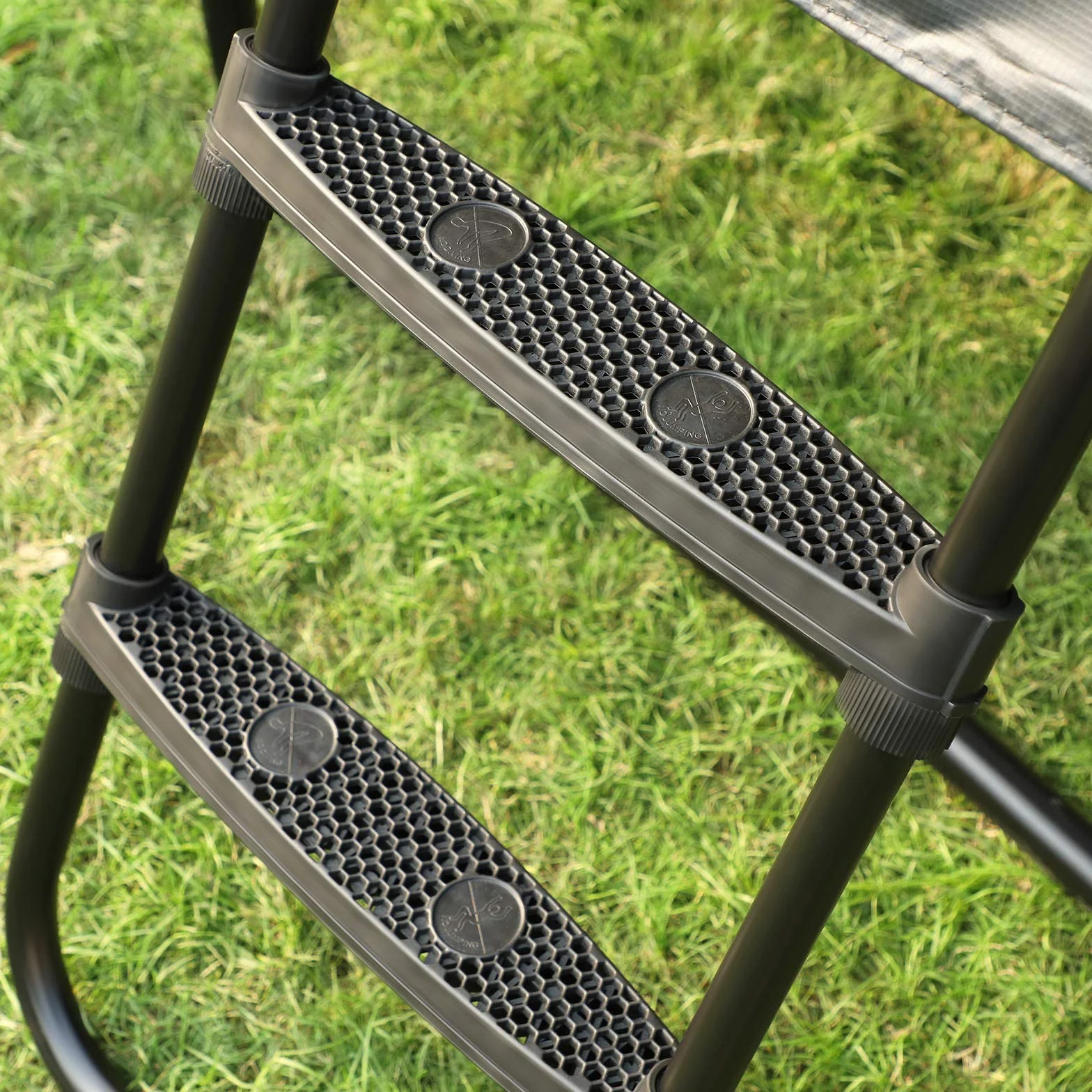 SONGMICS Drabinka do trampoliny antypoślizgowa 90 cm metalowy stelaż czarna SLD90BK