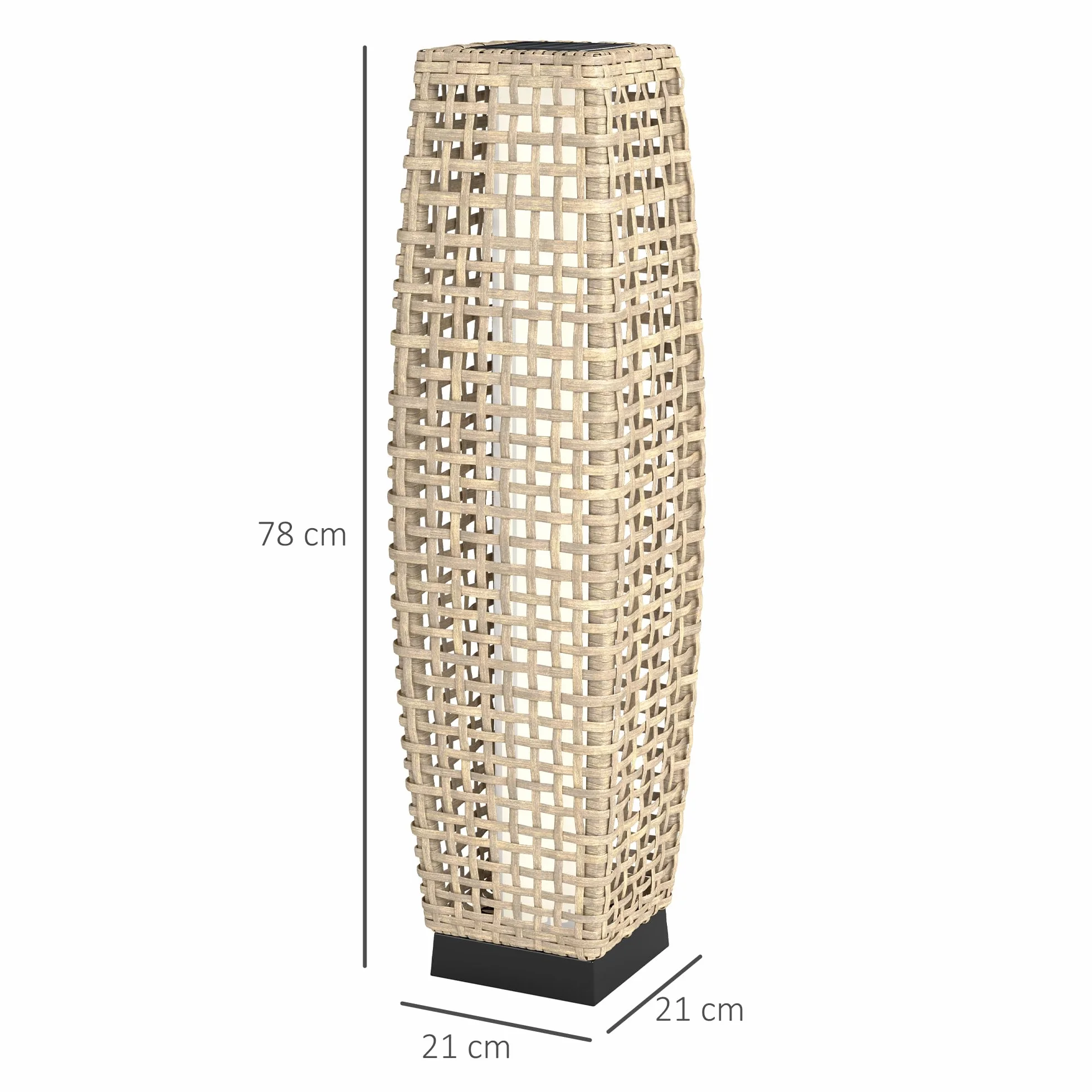 Outsunny Solar Stojąca Lampa Rattanowa z Czujnikiem Światła LED, Wodoodporna IP44, Styl Boho