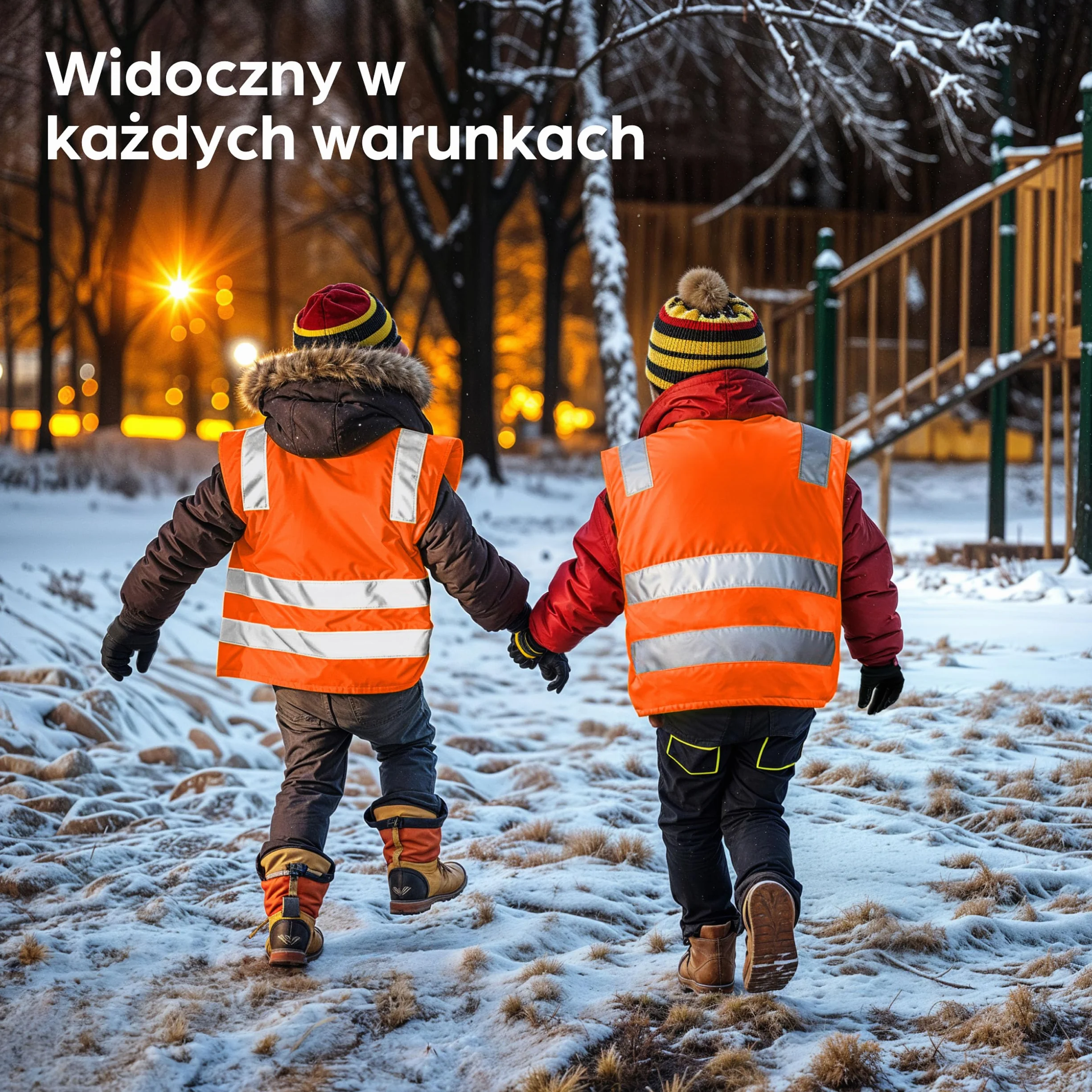 Dziecięce kamizelki ostrzegawcze pomarańczowe oddychające uniwersalny