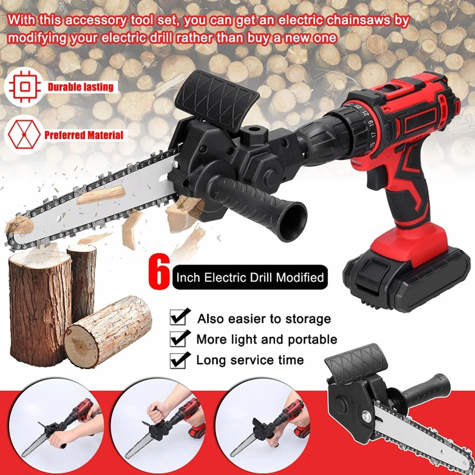 Adapter Wiertła do Piły Przenośna 6 cali do Obróbki Drewna