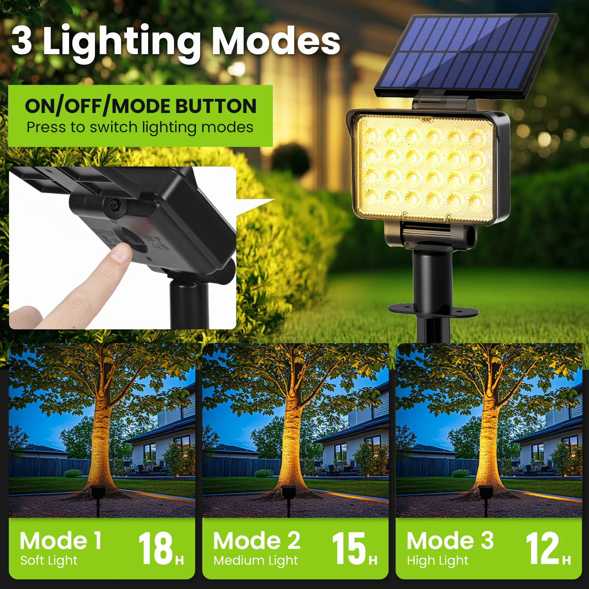Solpex Solarne oświetlenie punktowe IP65 24 diody LED reflektory zewnętrzne ciepła biel 4 sztuki